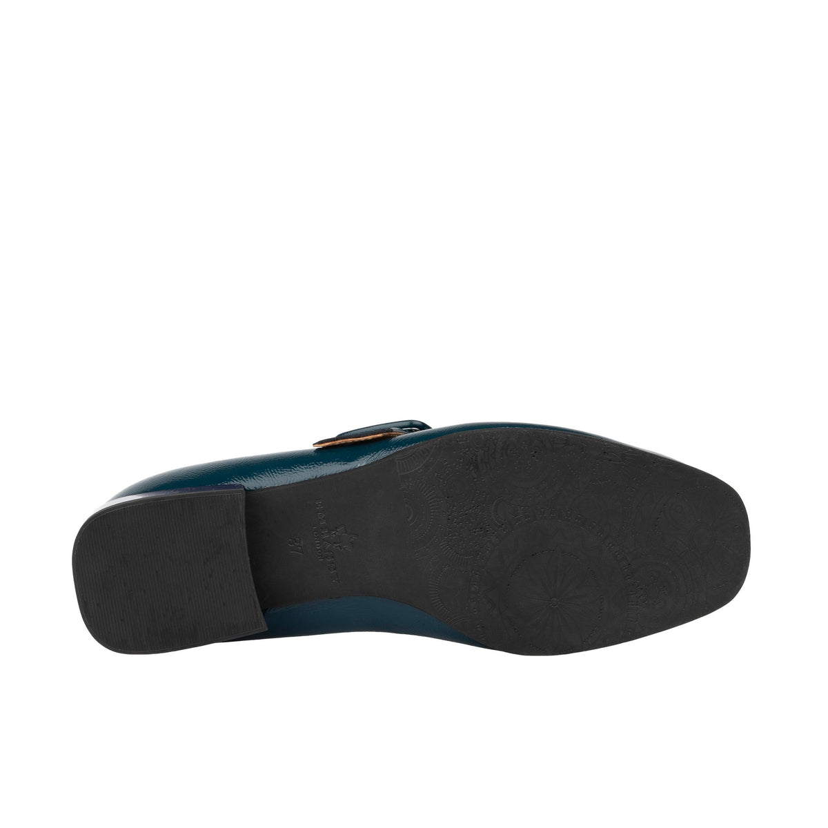 Bliss - Dark Teal - Women's block heel square toe patent leather Mary-Jane