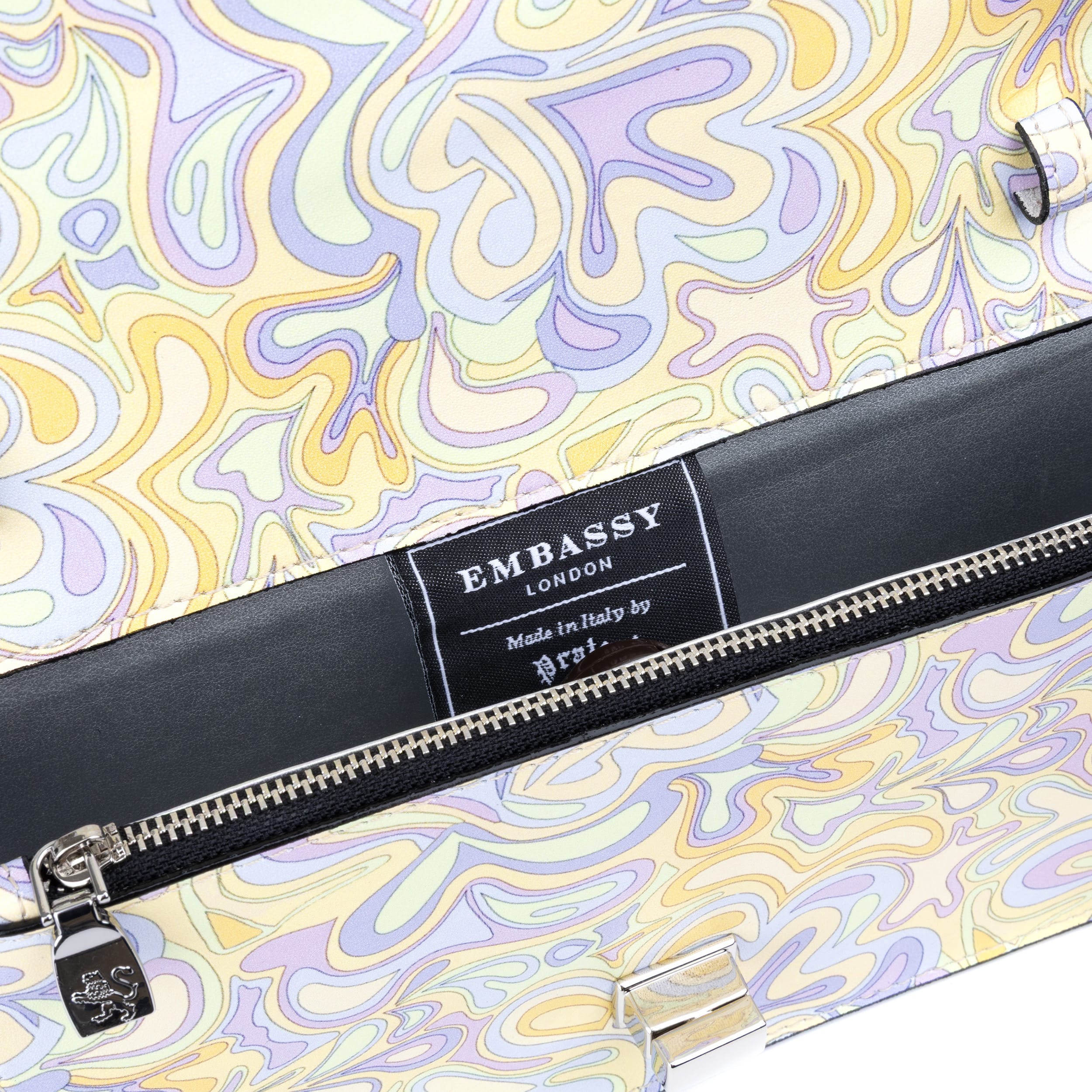 Envy - Pastel Multi - Women's leather flap clutch bag with strap