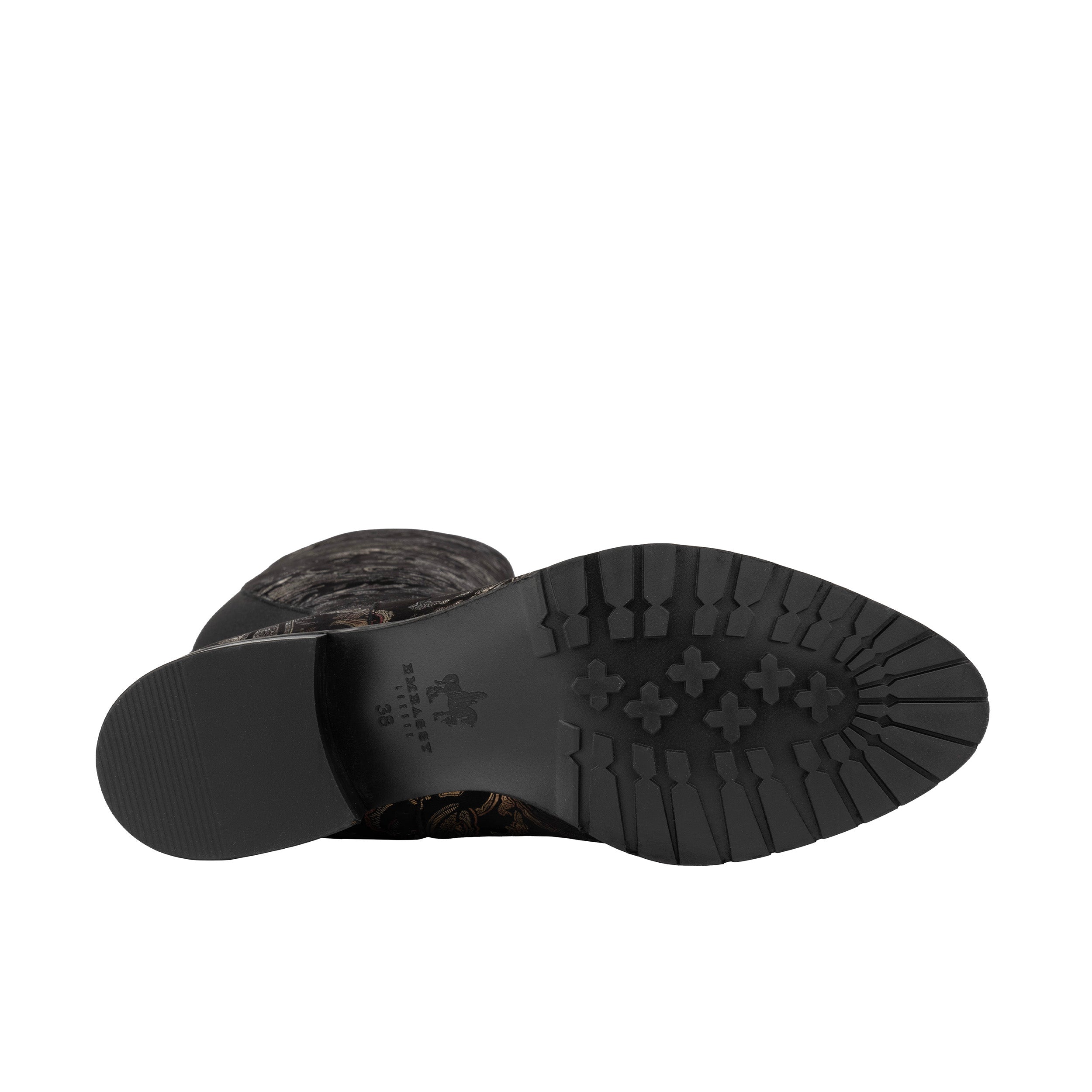 Rubix - Black & Gold & Burgundy - Women's full length zip long boot