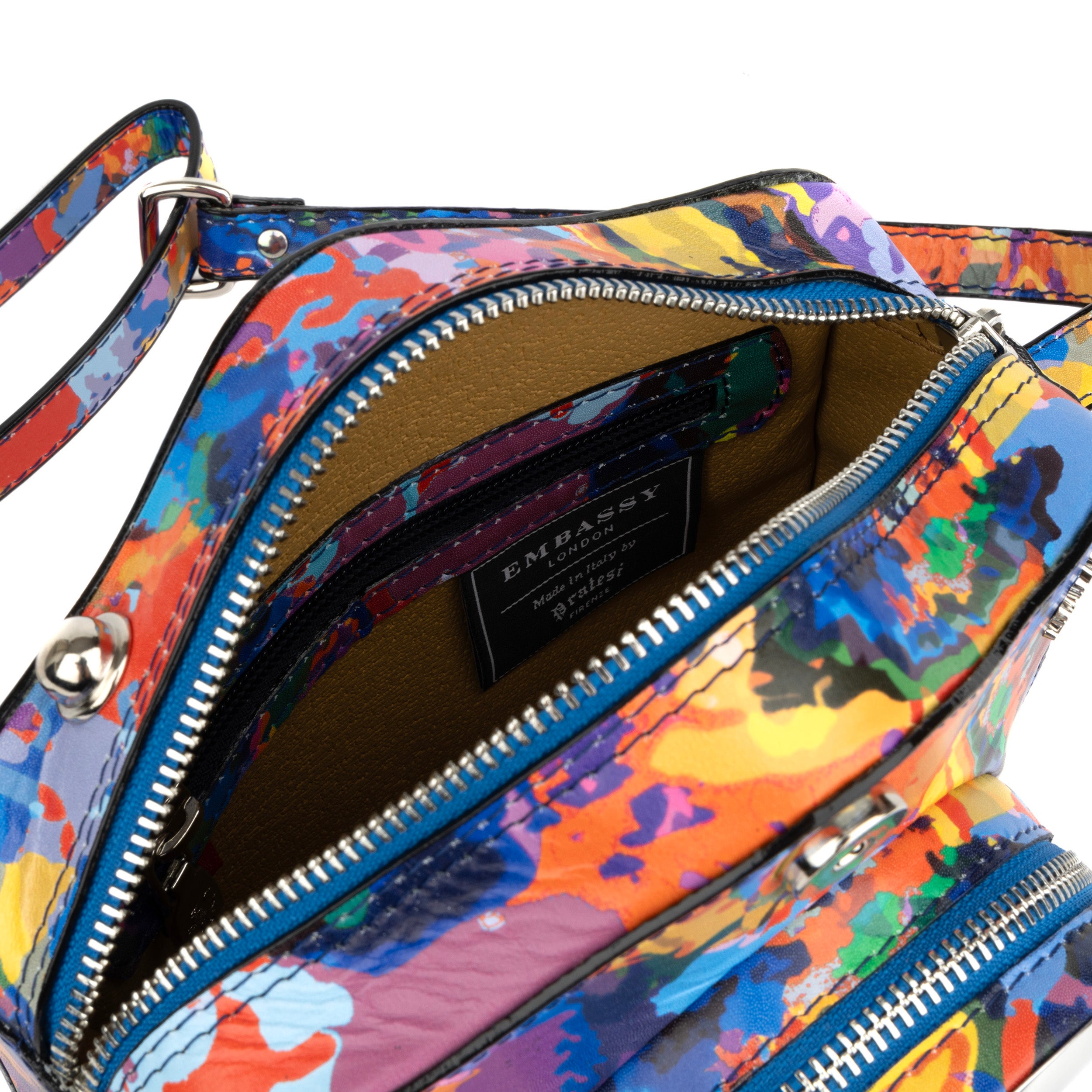 Snapshot - Summer Colours - Camera shaped cross-body bag in Summer Colours pattern leather