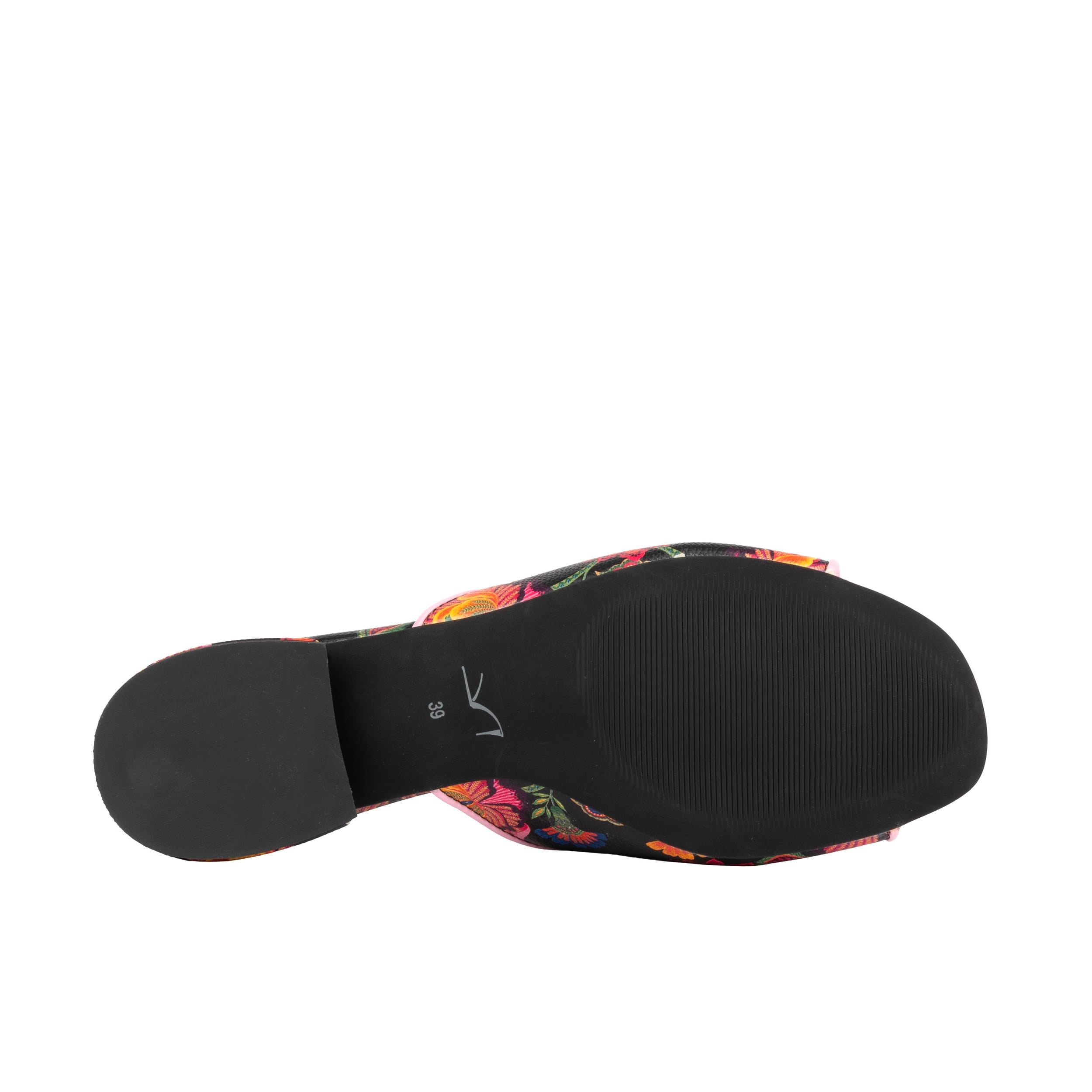 South Beach - Red Flowers - Women's fully leather lined slip on sandal