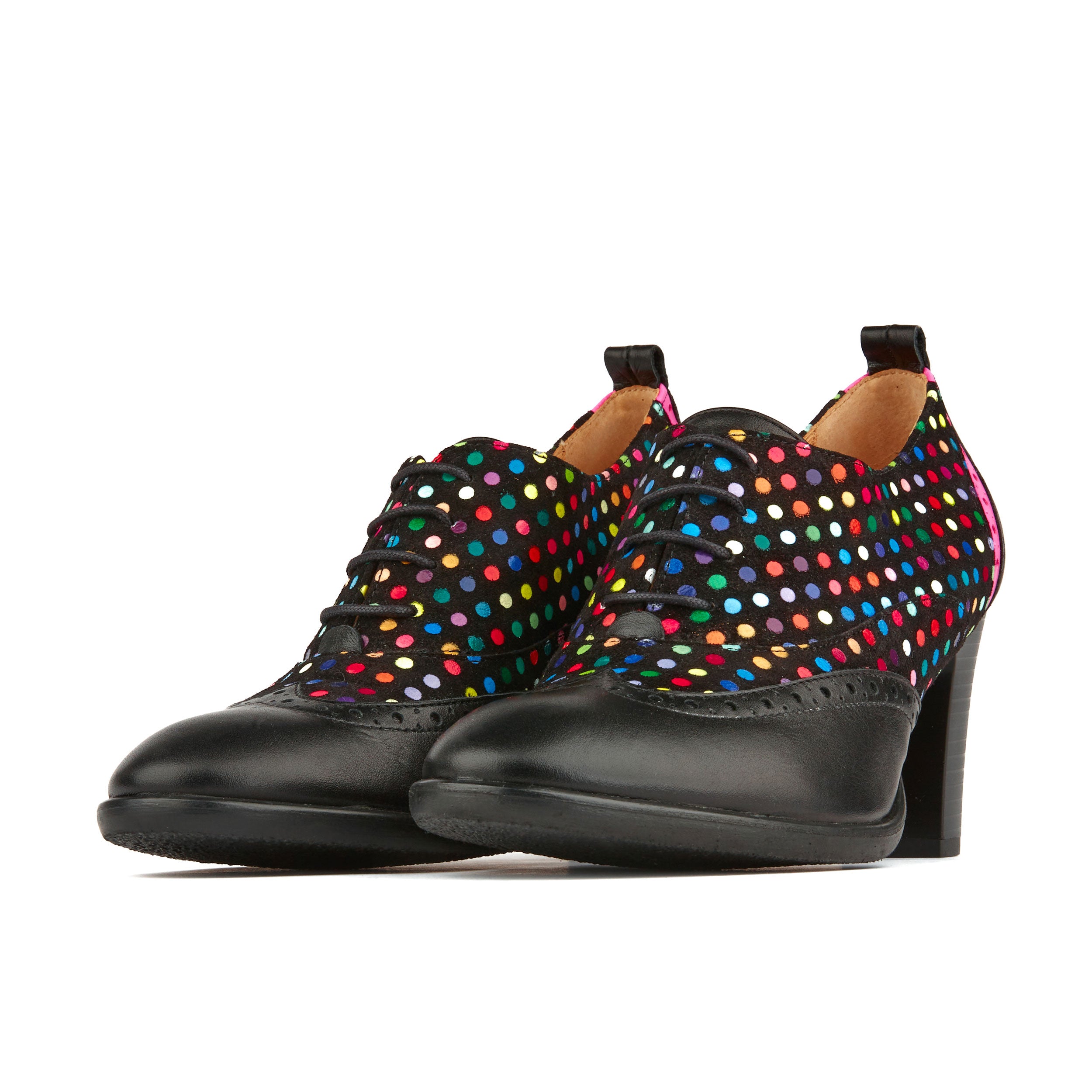 Casino - Black Disco Dots - Women's leather black and disco print oxford pump heel