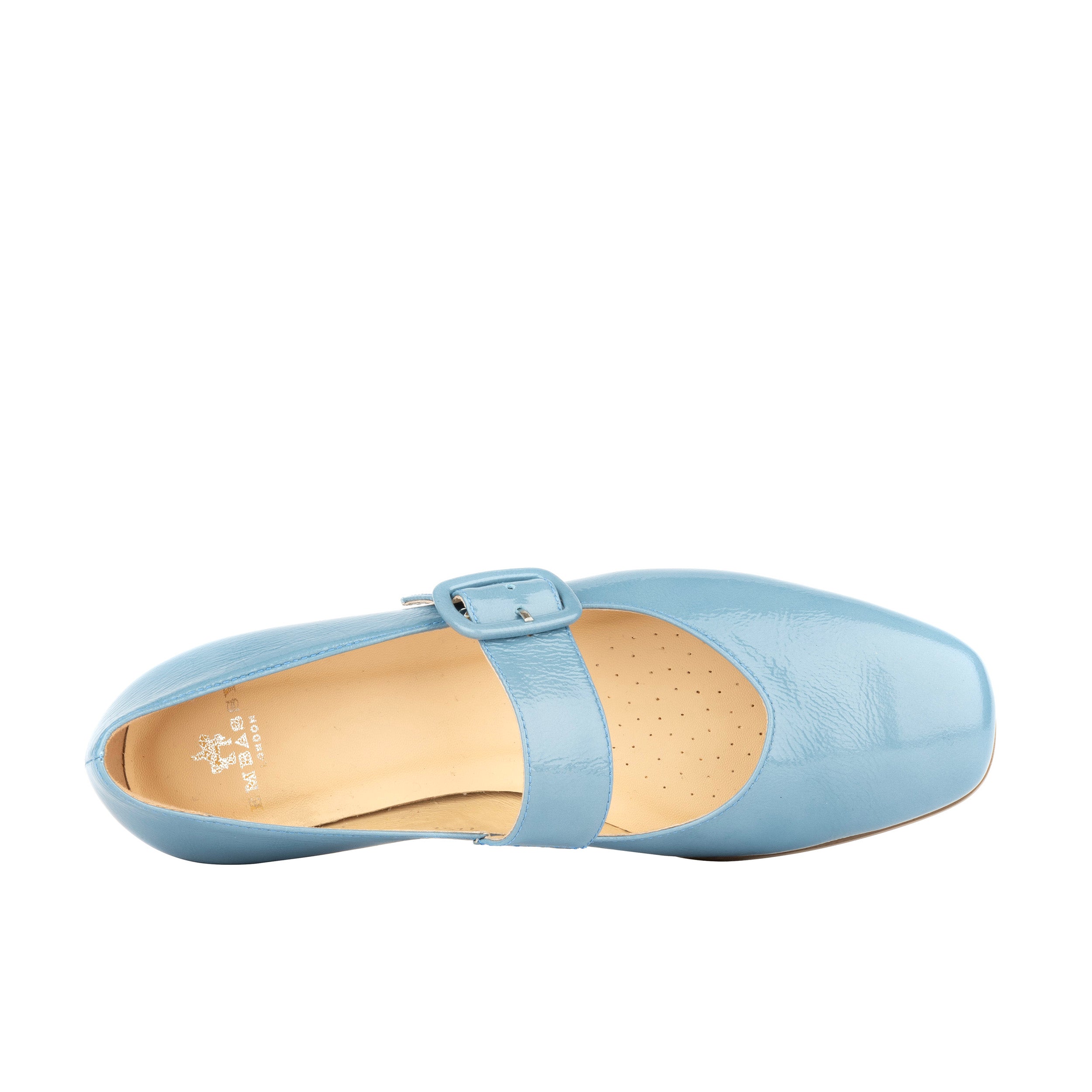 Bliss - Light Blue - Women's block heel square toe patent leather comfort loafer