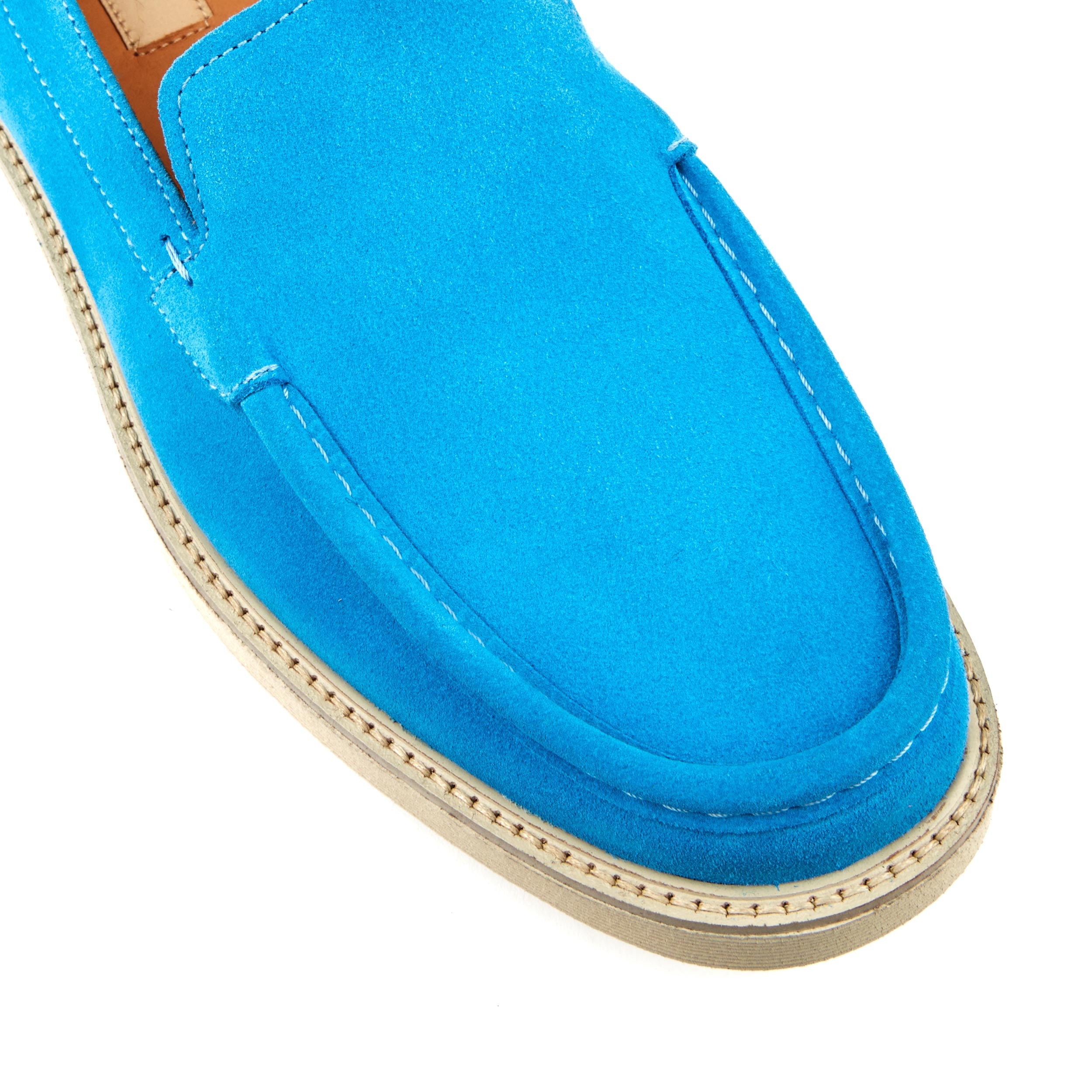 Cruz - Sky Blue - Men's blue suede leather casual slip on with soft insoles