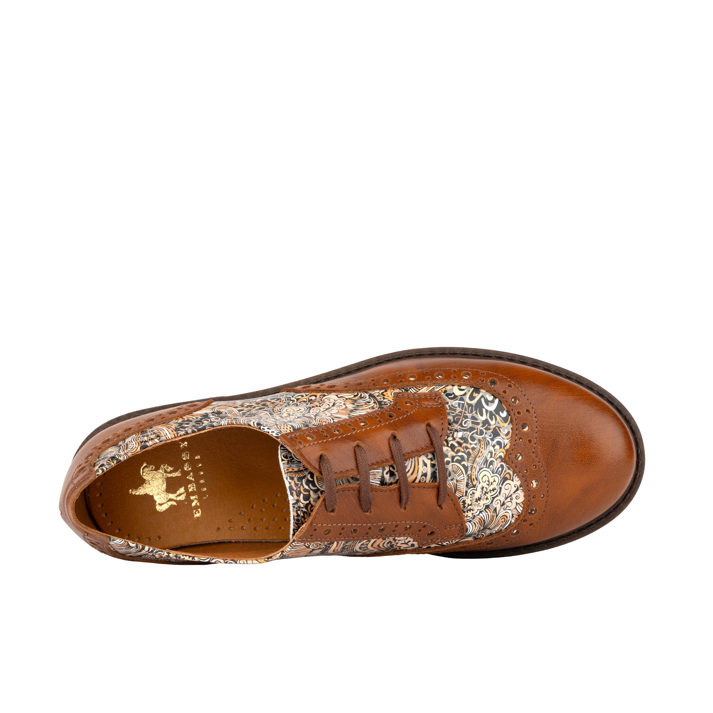 DreamFiters - Brown Signature - Women's round toe leather derby shoe on durable rubber sole