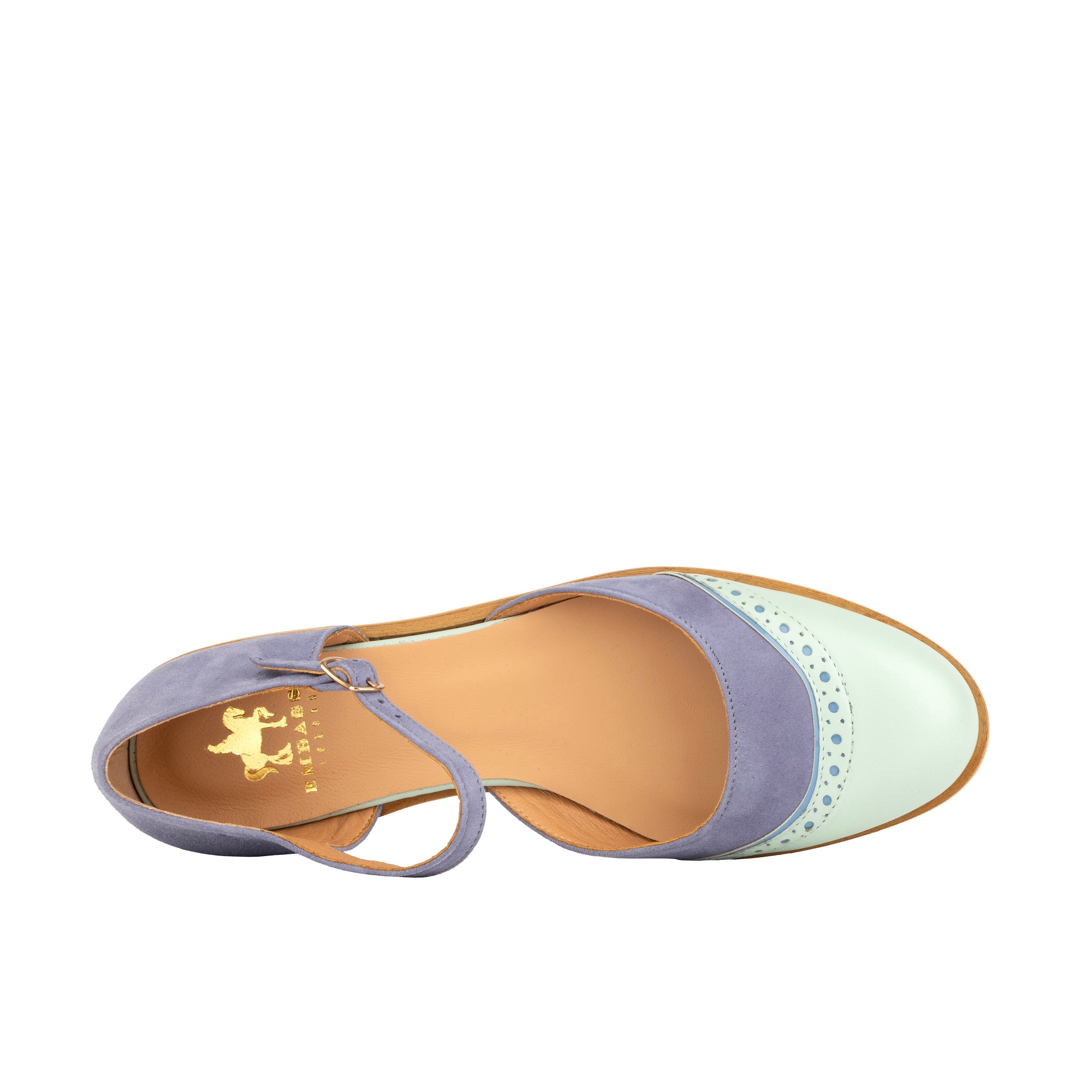 Gigot - Blue & Mint - Women's Closed Heel Round-Toe Leather Flat Sandal