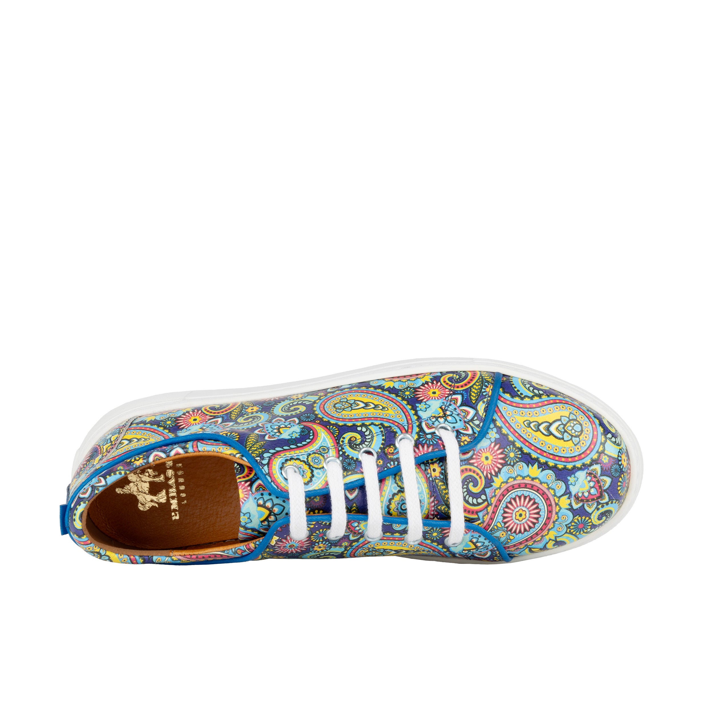 Camila - Festival Blue - Women’s Chunky Leather Platform Trainer