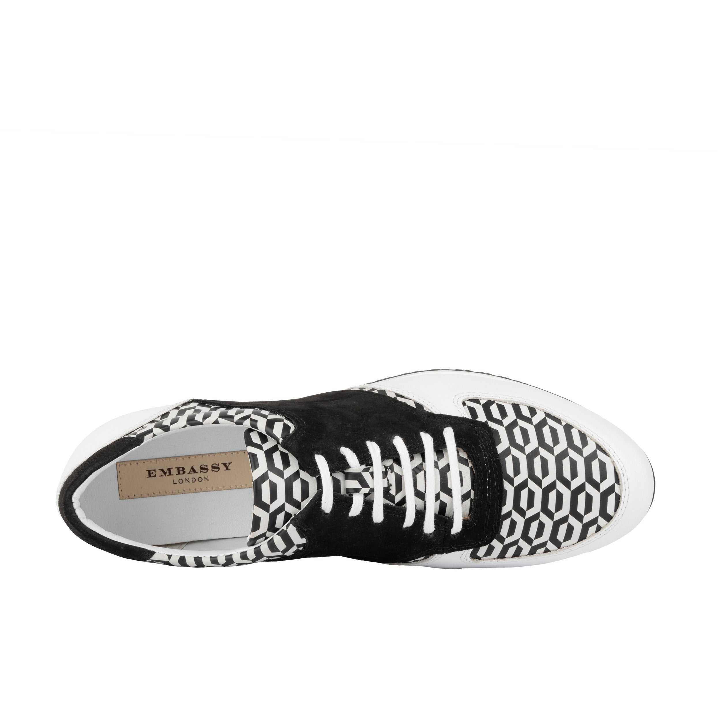 San Francisco - White & Black Hexa - Men's lace-up leather & suede trainer