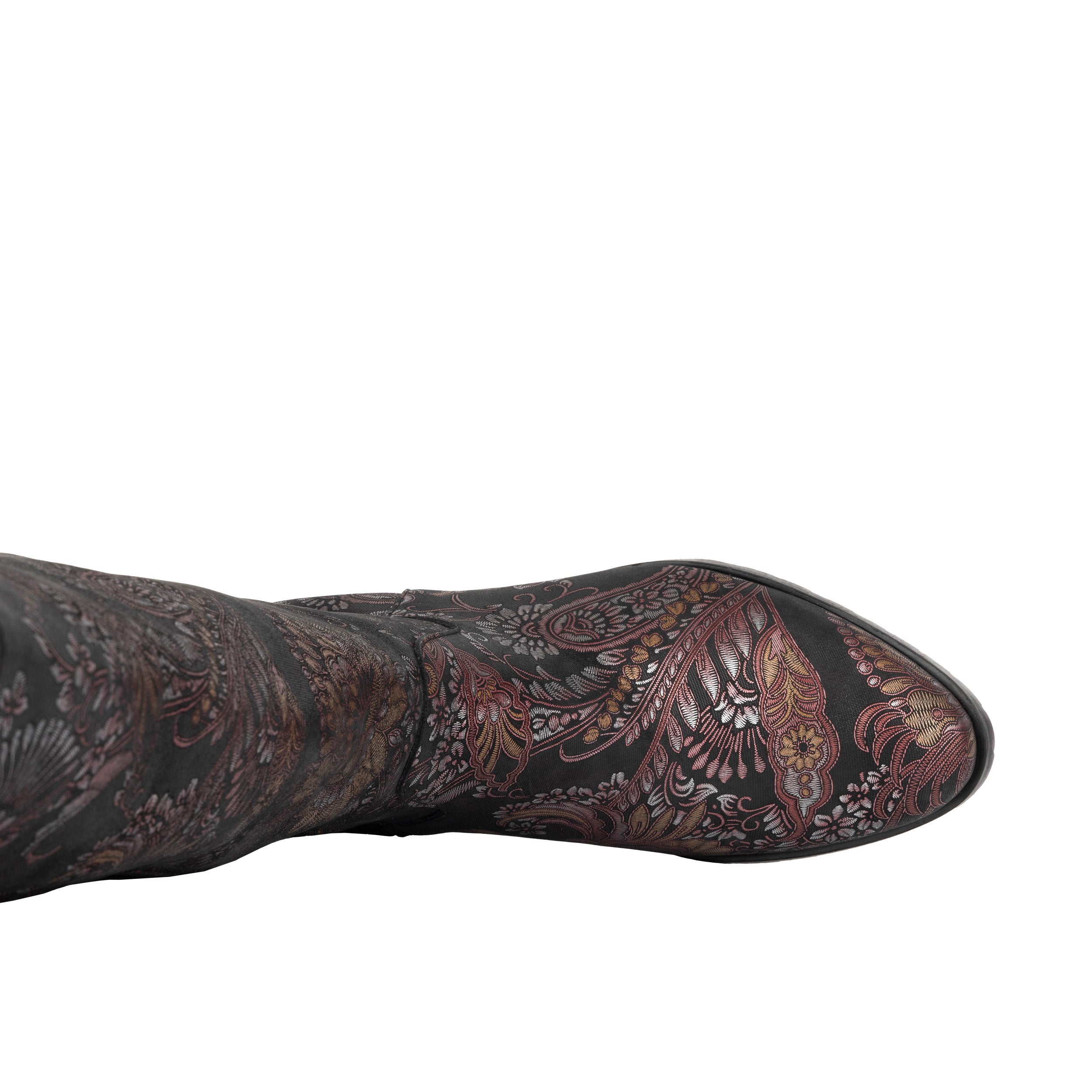 Rubix - Black & Burgundy - Women's full length zip long boot