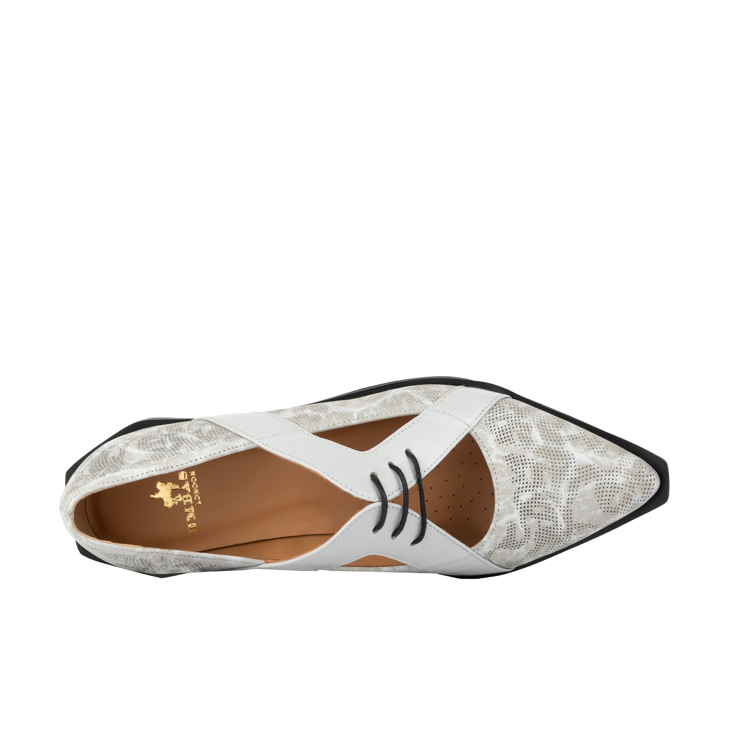 Harlowe - Grey - Women's cutout leather lace up shoe