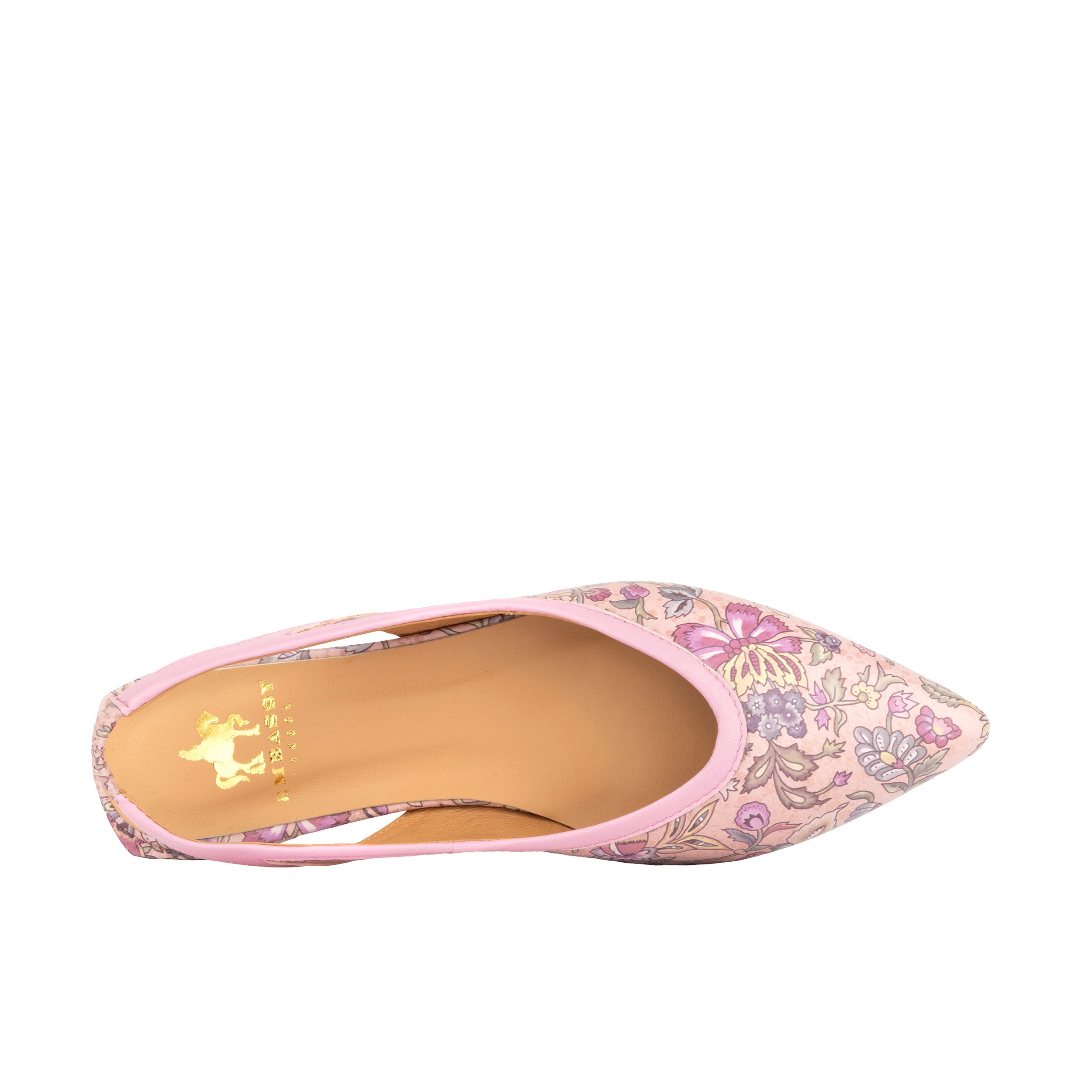 Holly - Pink Paisley - Women's Leather Flat Slingback