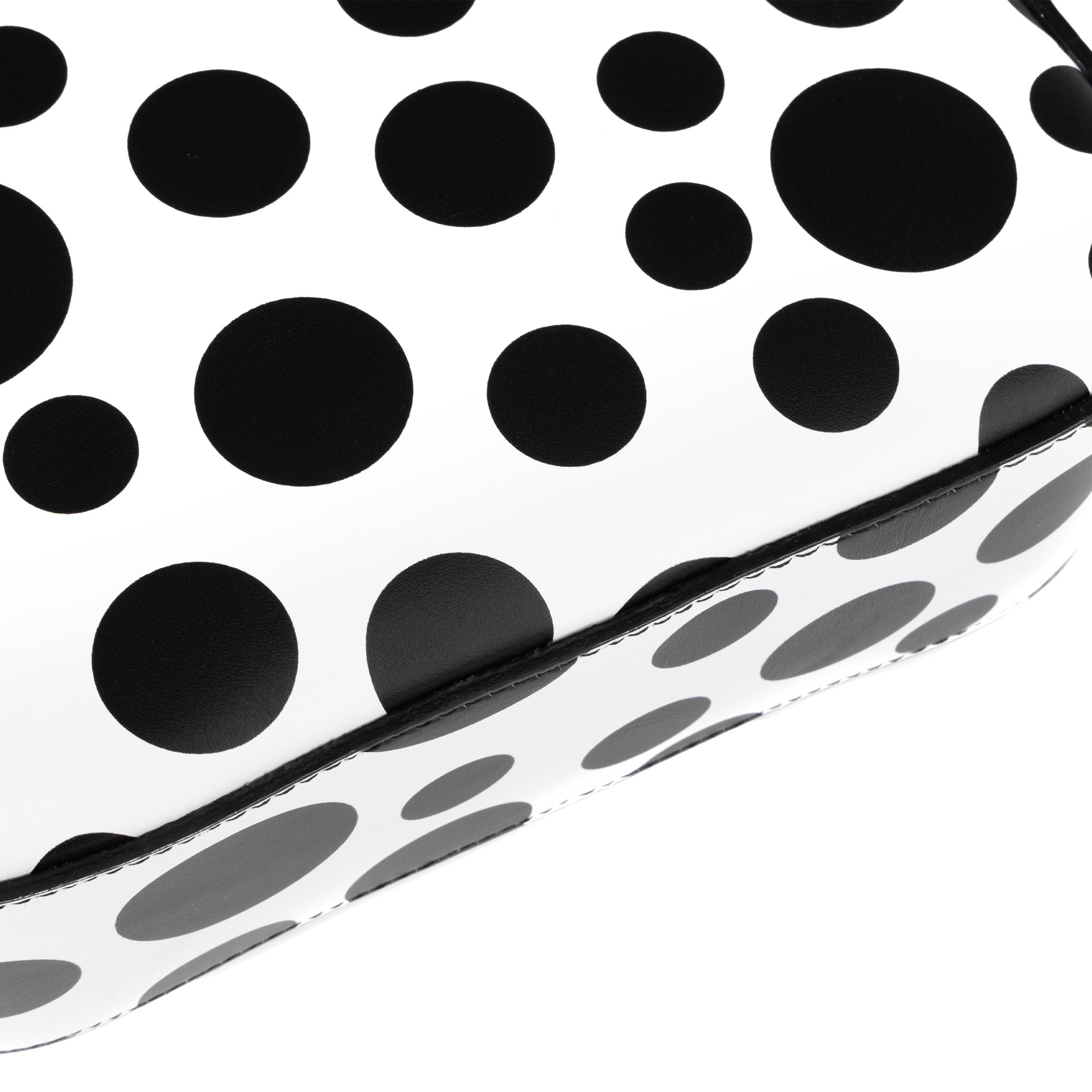 Lady Camara - Black & White Polka - Women's zip-up crossbody bag with shoulder strap and front pocket