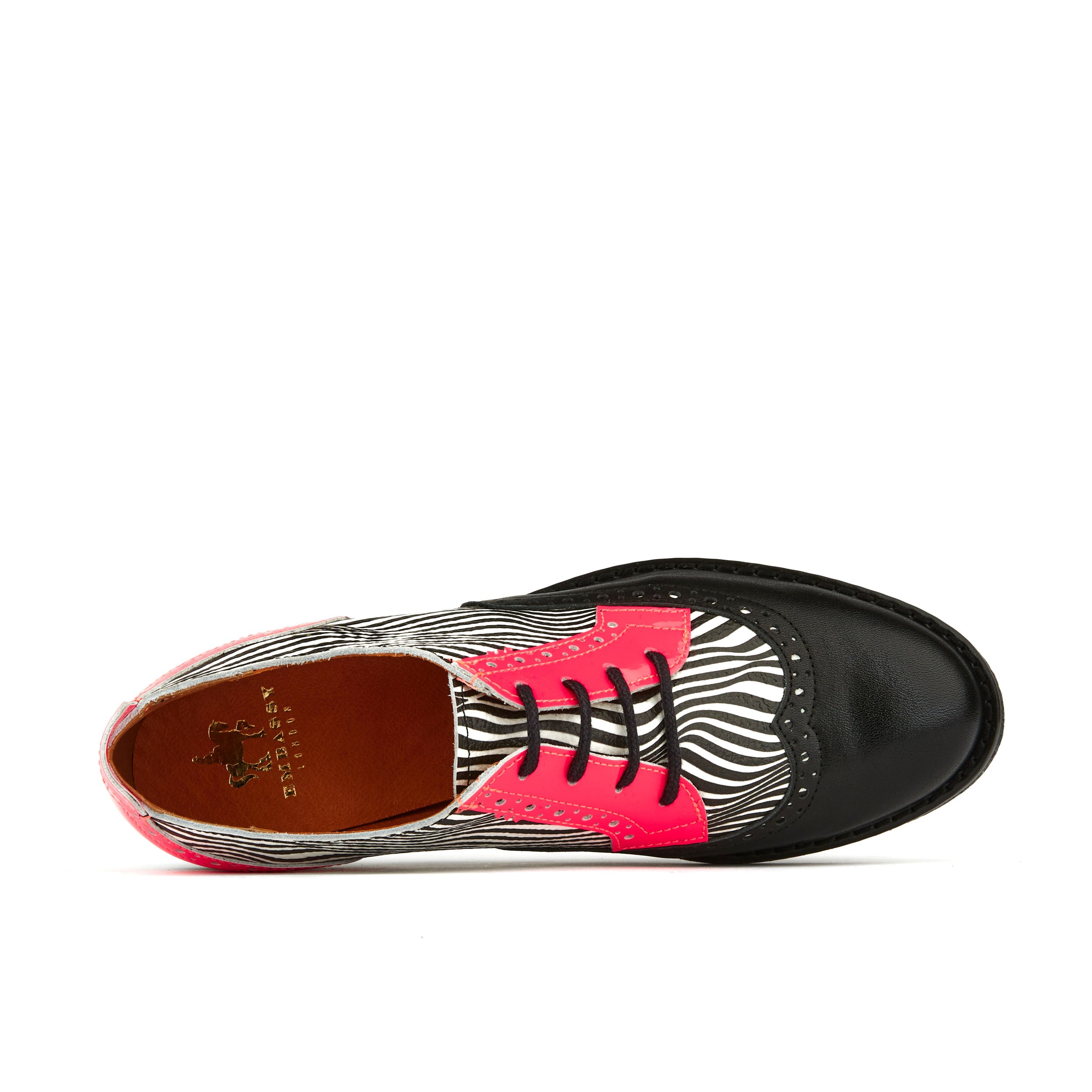 The Artist - Optical Zebra - Womens Italian leather shoe with rubber sole and broguing