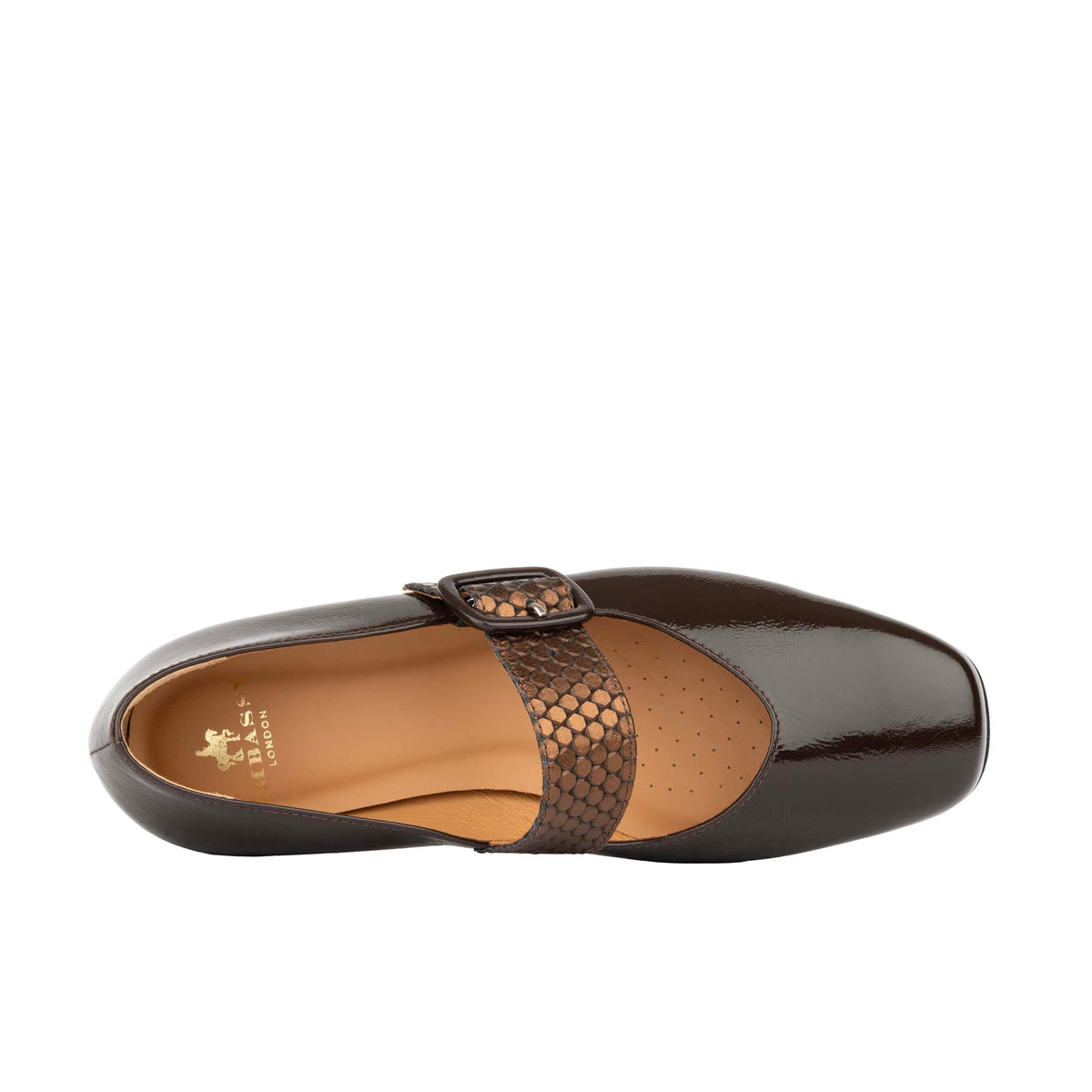 Bliss - Brown - Women's block heel square toe patent leather Mary-Jane
