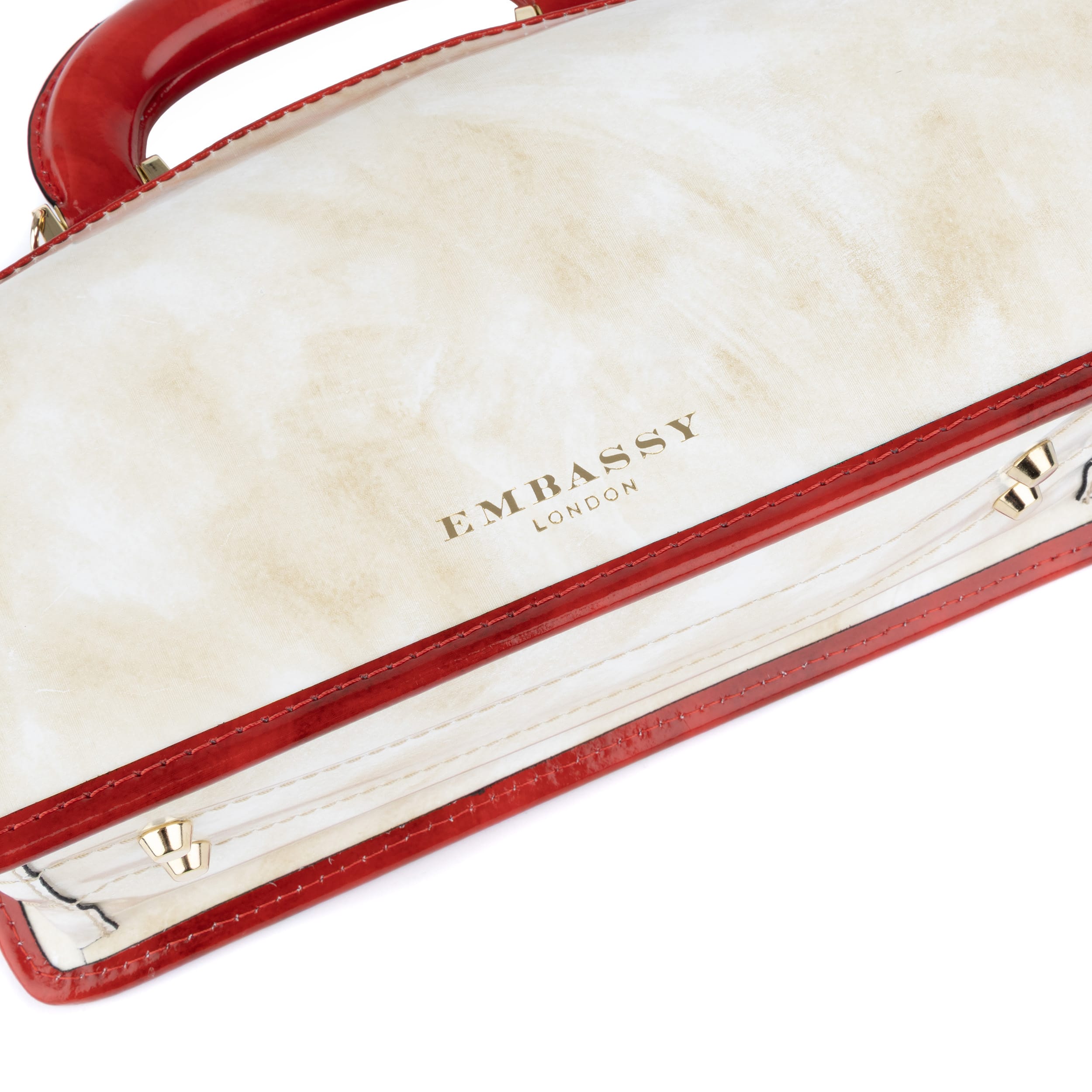 Gazelle - White & Red - Women’s patent leather top handle & crossbody bag