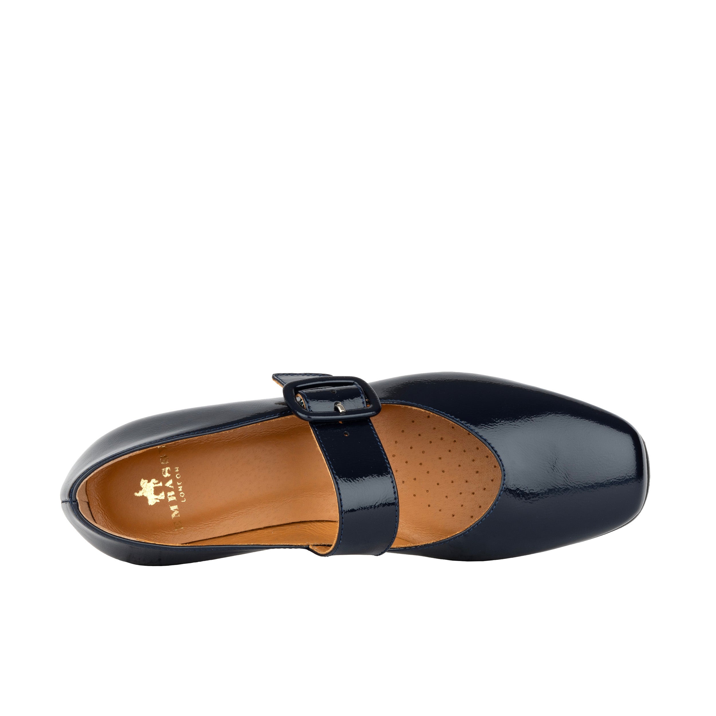 Bliss - Navy - Women's block heel square toe patent leather Mary-Jane