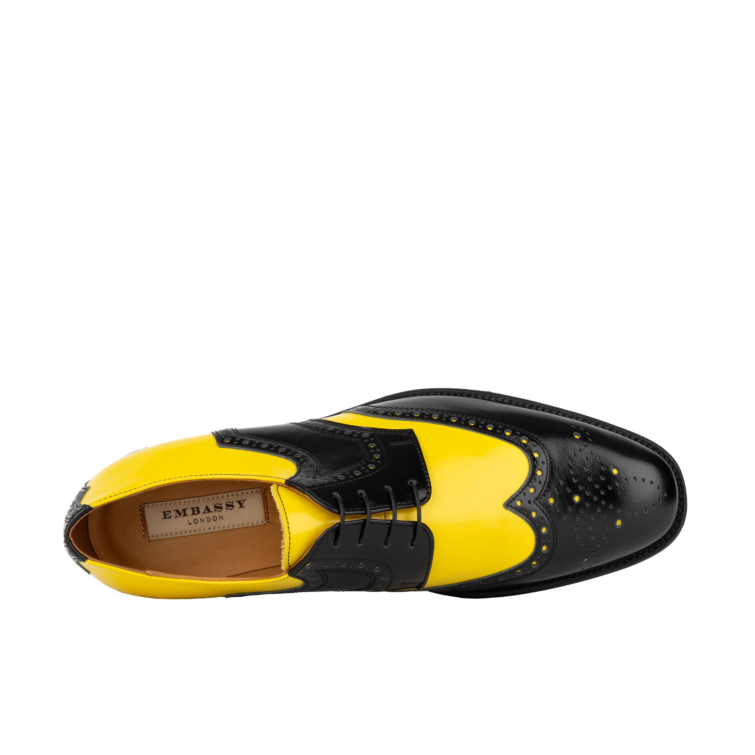 Kensington - Yellow & Black - Men's leather brogue lace-up