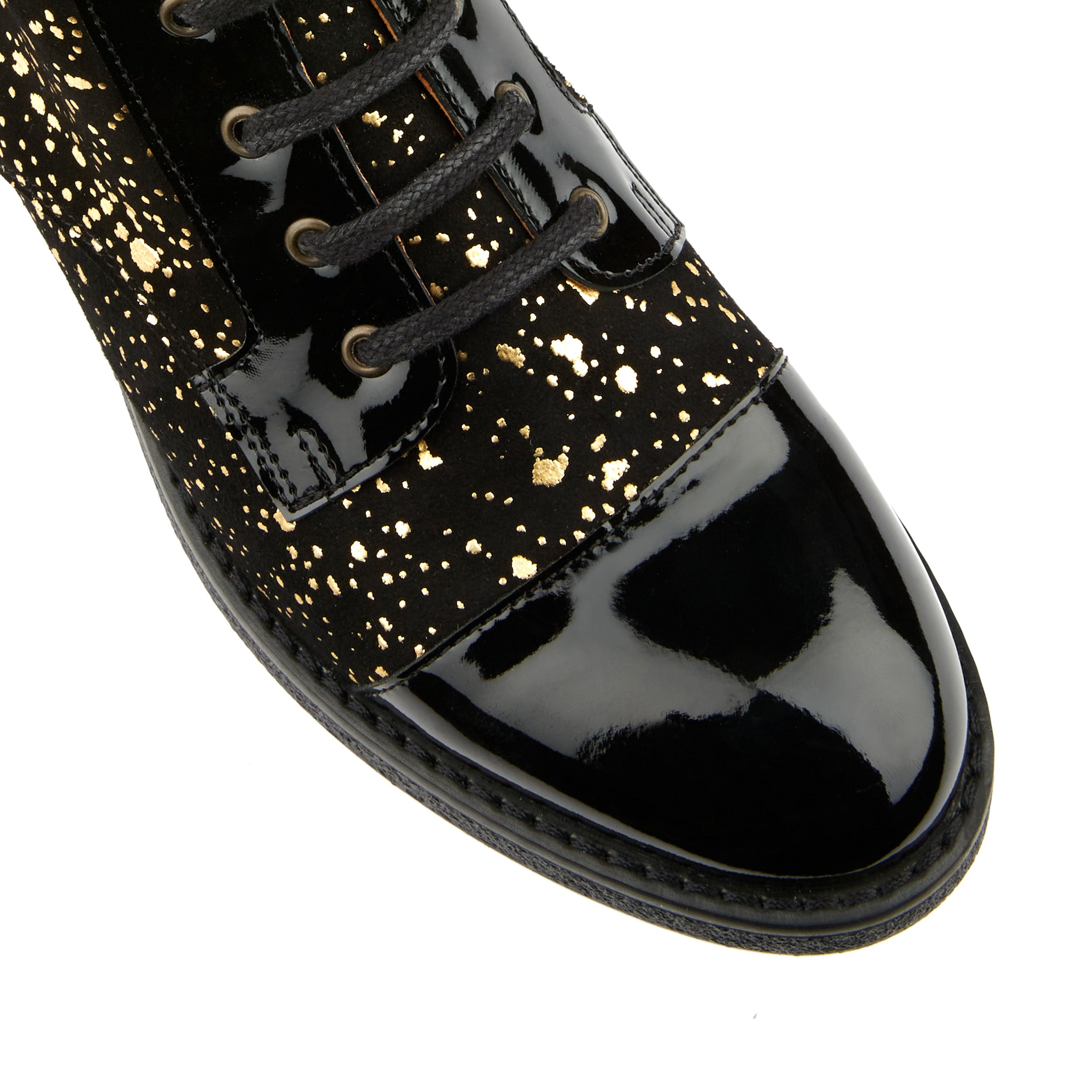 Traveller - Black Gold - Women's leather higher ankle boot in gold and black