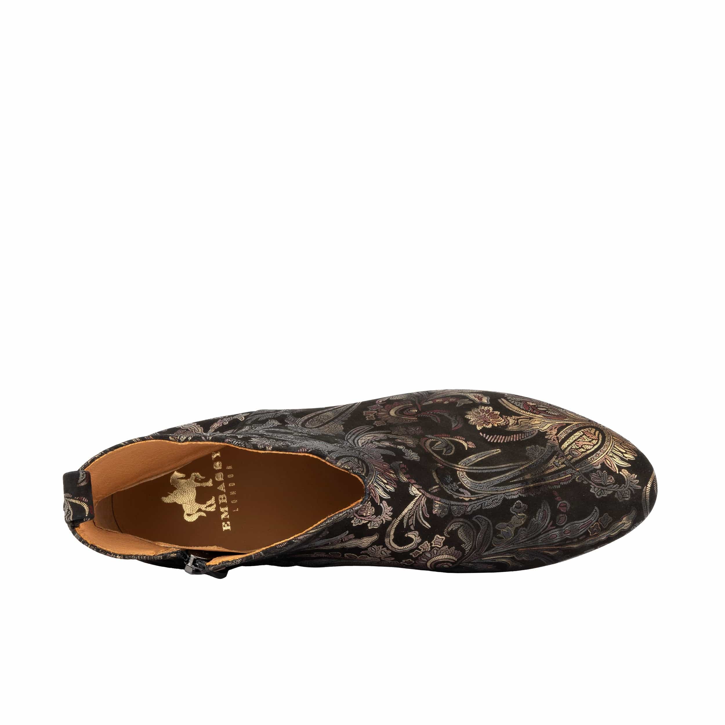 Iris - Black & Gold & Burgundy - Women's leather ankle boot with soft insoles