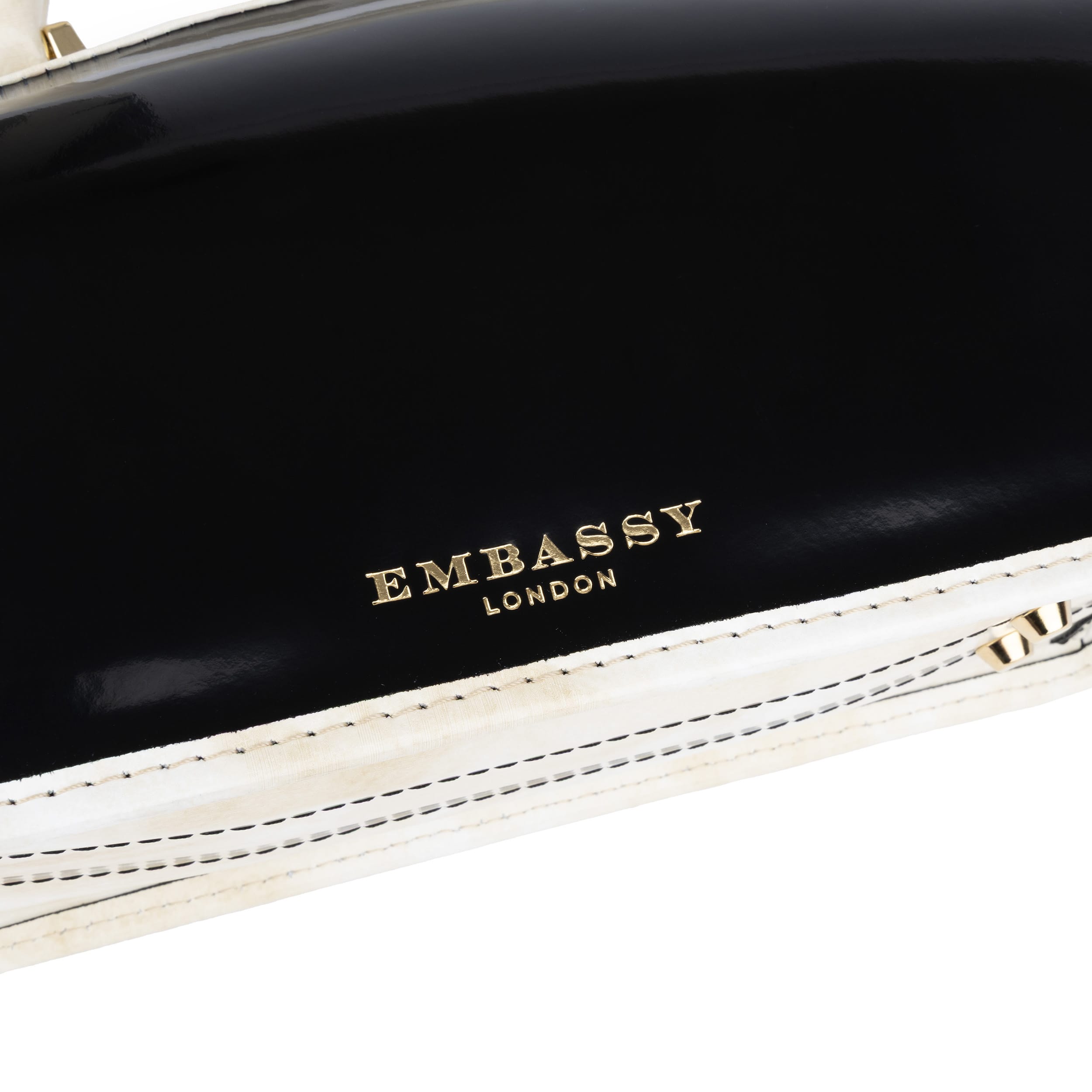 Gazelle - Black & Cream - Women’s patent leather top handle & crossbody bag