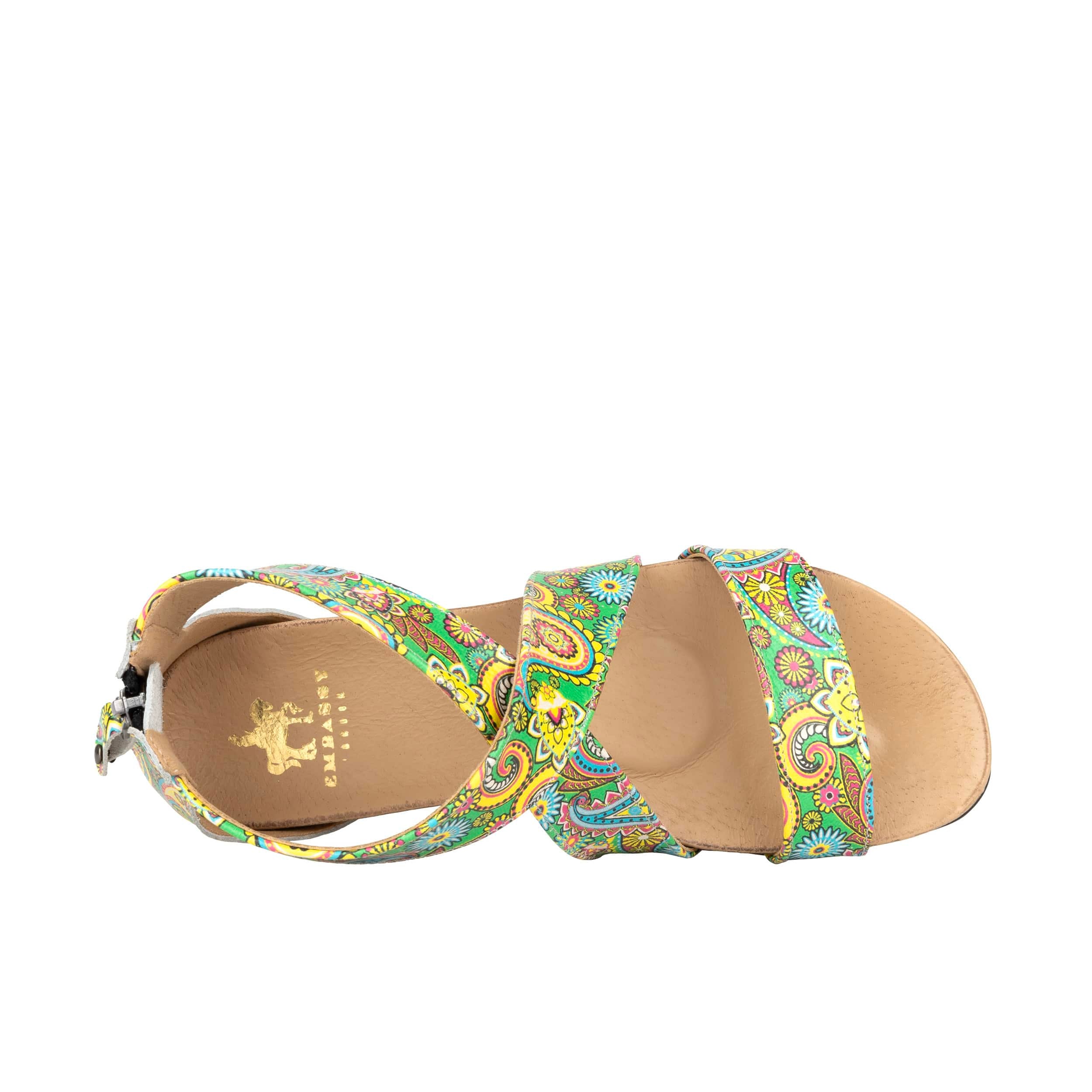 Isabella - Festival Green - Women's cross strap sandal with covered zip-up heel