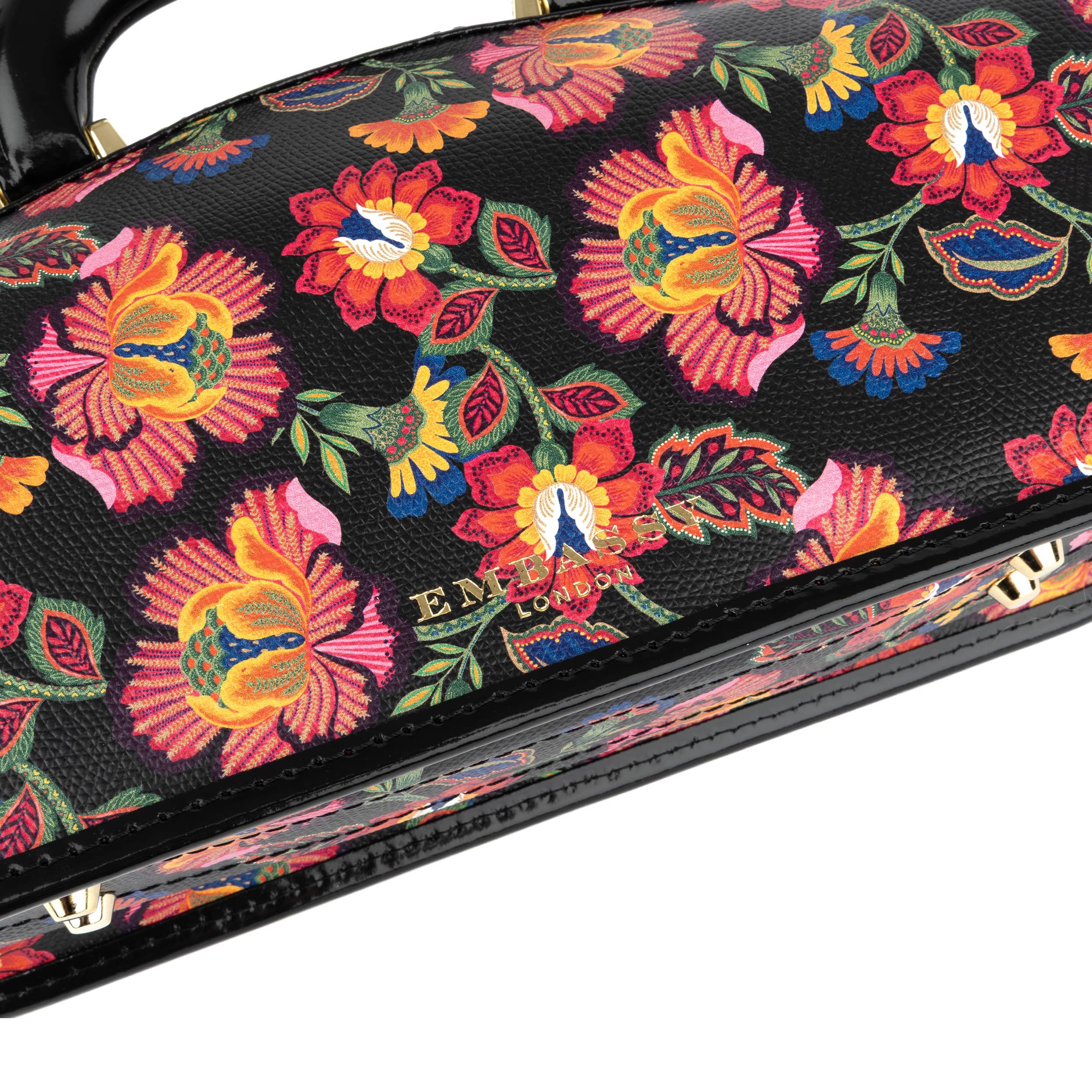 Gazelle - Red Flowers - Women’s patent leather top handle & crossbody bag