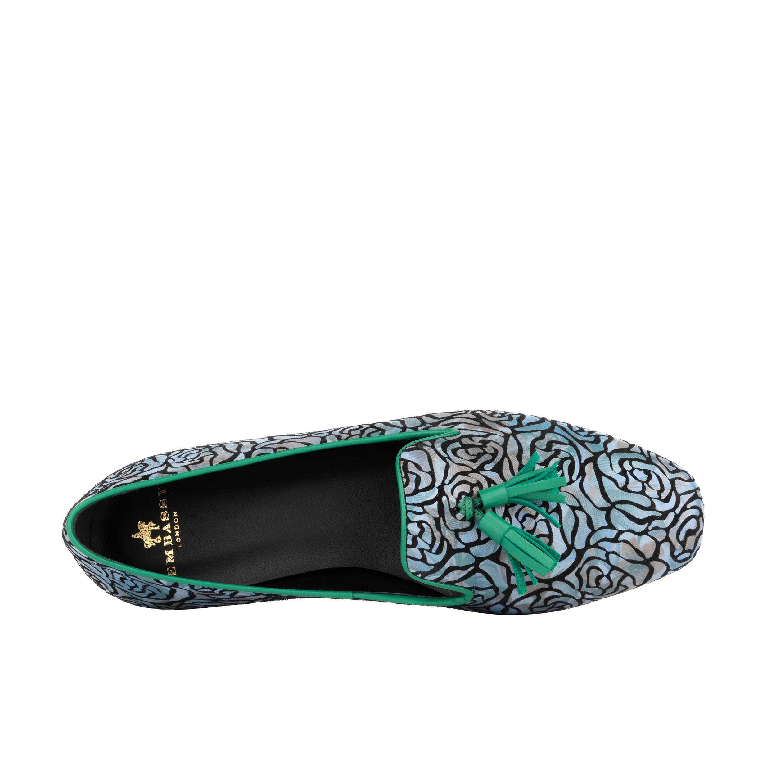 Aura - Green & Blue - Women's suede leather square toe tassel loafer