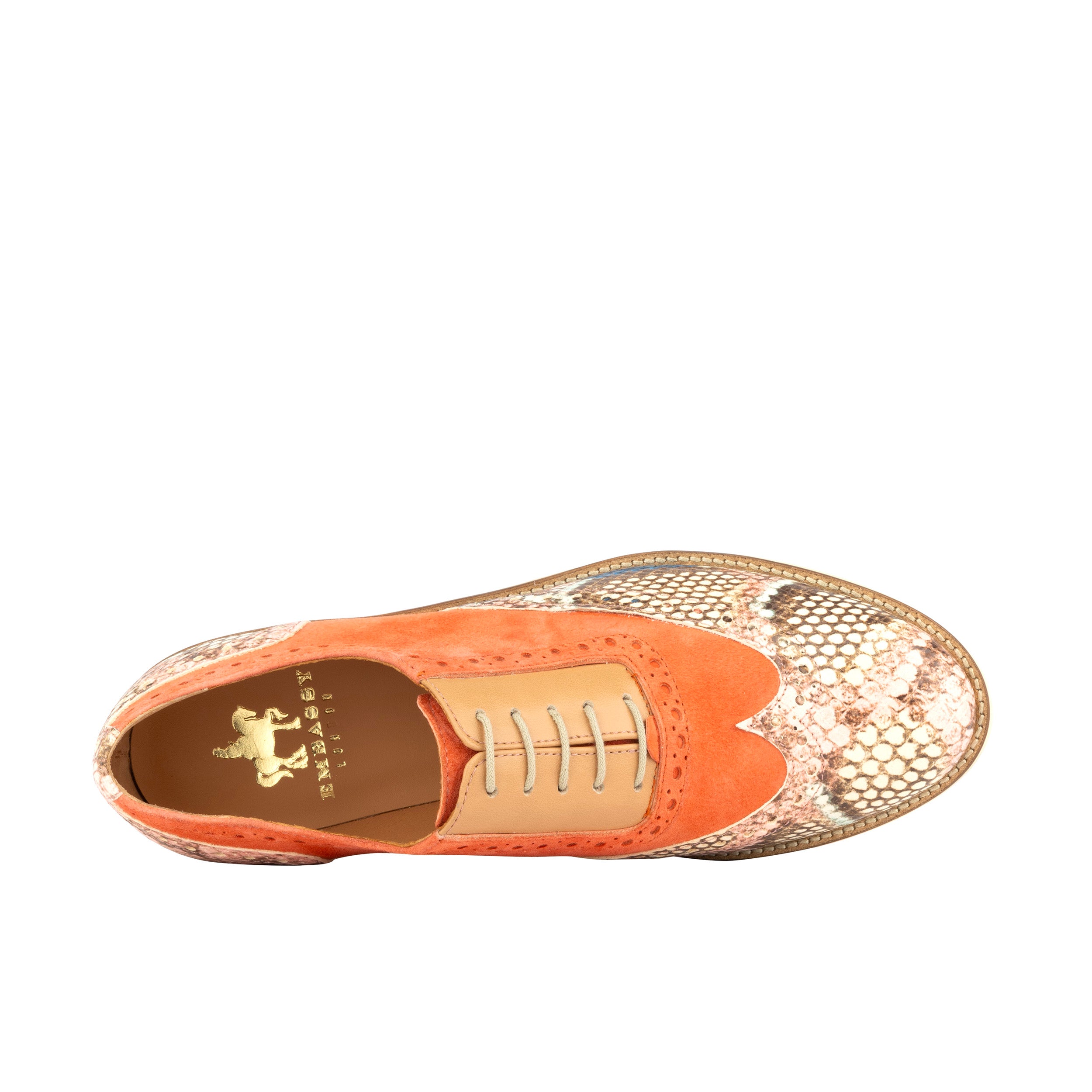 Vivienne - Coral Snake - Women's oxford shoe with coral & snake effect leather combo