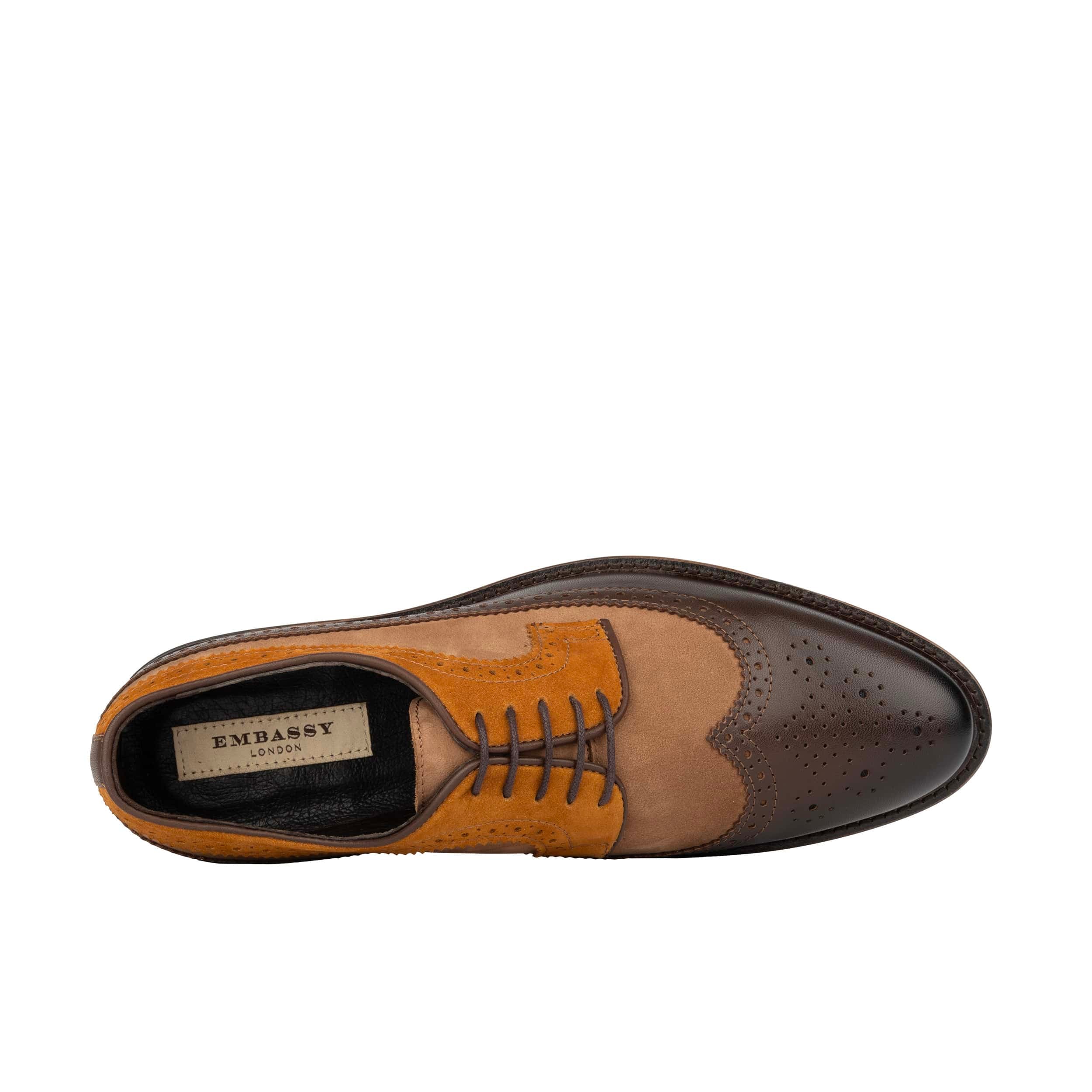 Alexander - Brown Mix - Men's Multi-Textured Leather & Suede Wingtip Brogue