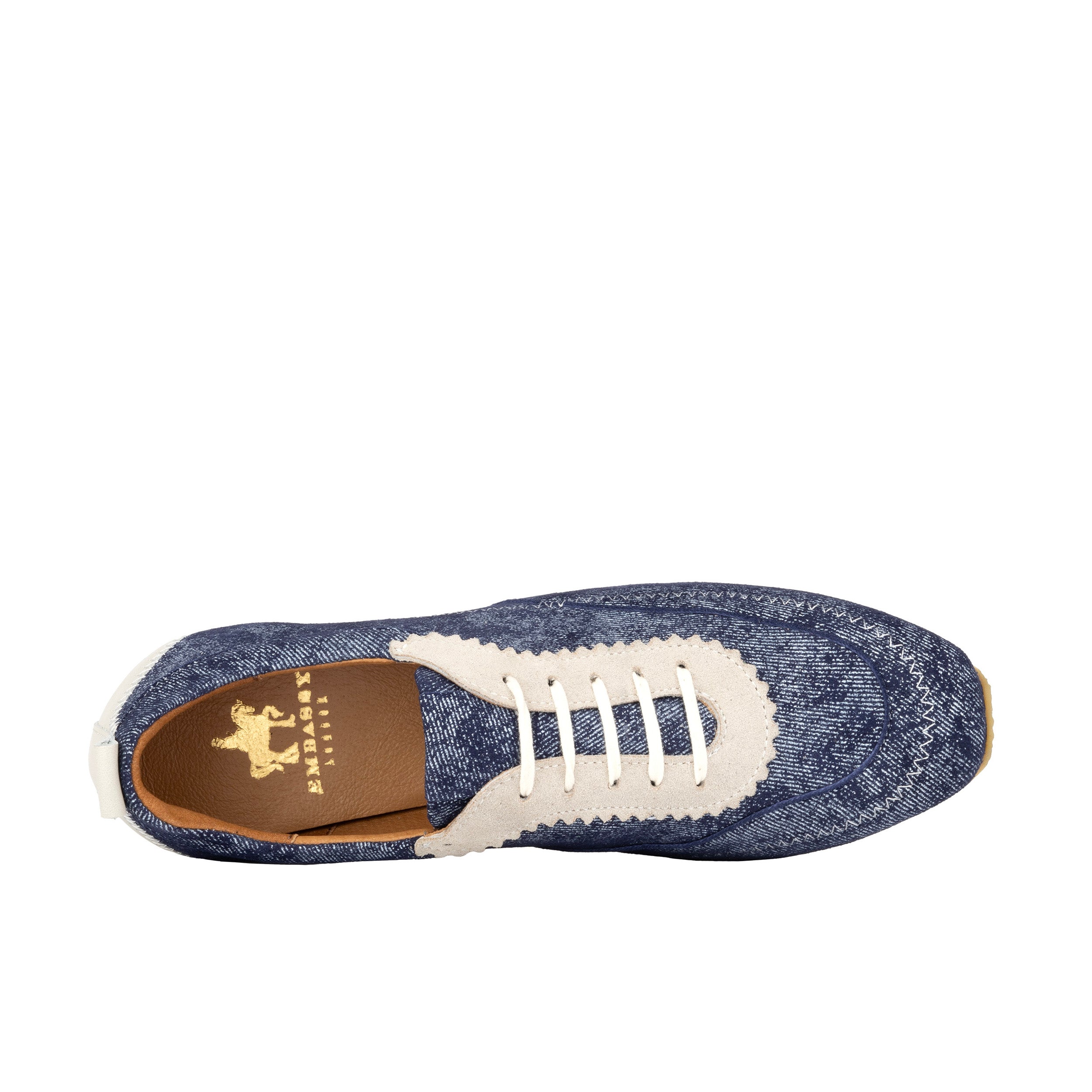 Shoreditch - Denim - Women's Suede & Denim Slim Trainer