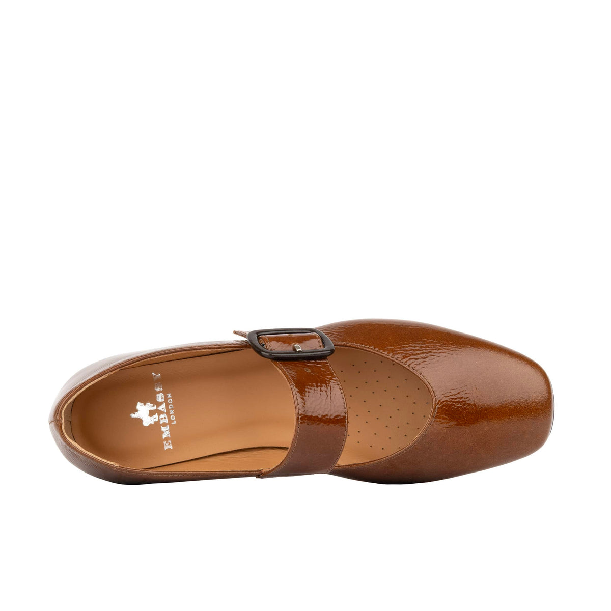 Bliss - Tan - Women's block heel square toe patent leather Mary-Jane