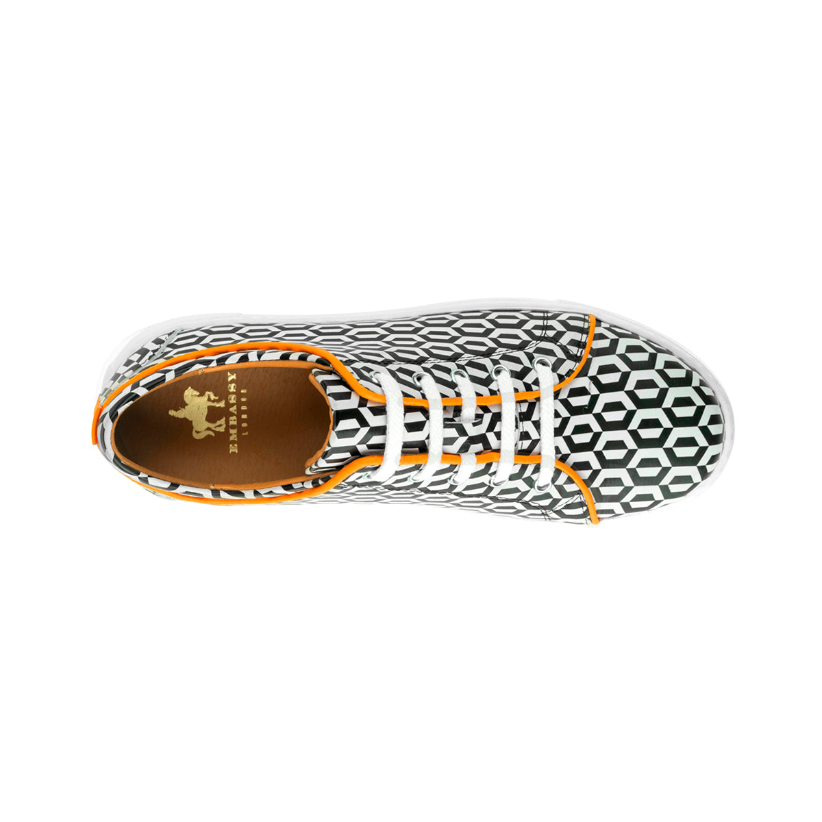 Camila - Orange & Hexa Print - Women’s Chunky Leather Platform Trainer