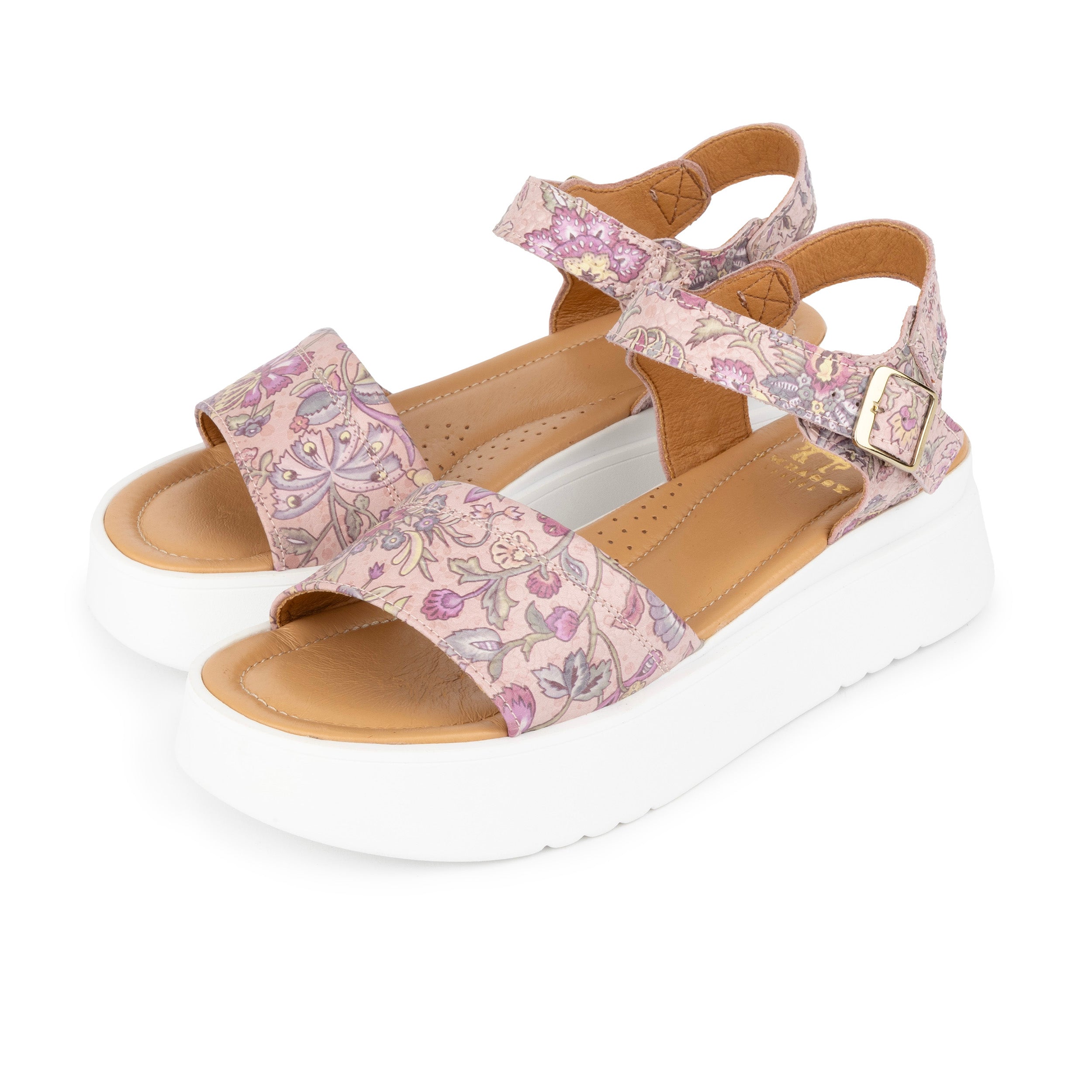 Amalfi - Pink & Paisley - Women's 1.3 inch Flatform Leather Sandal
