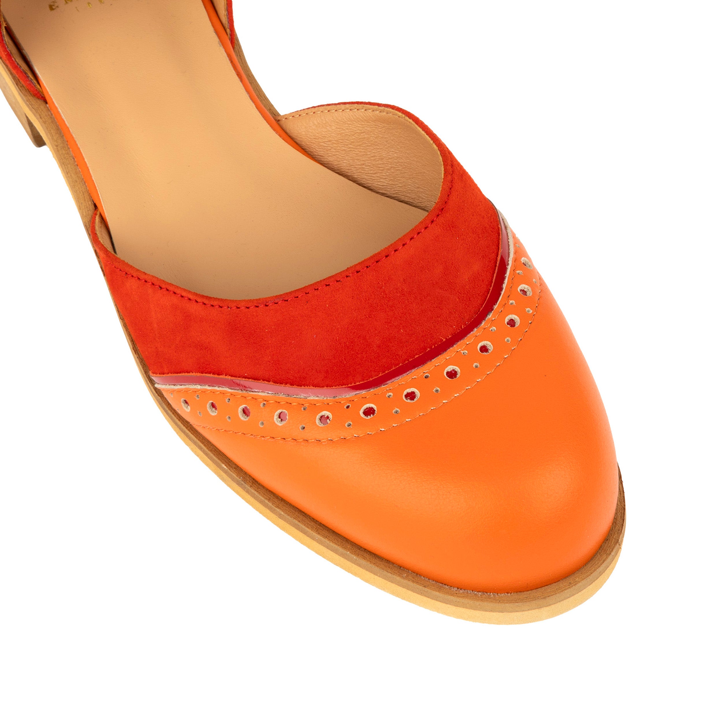 Gigot - Red Multi - Women's closed heel round toe leather flat sandal