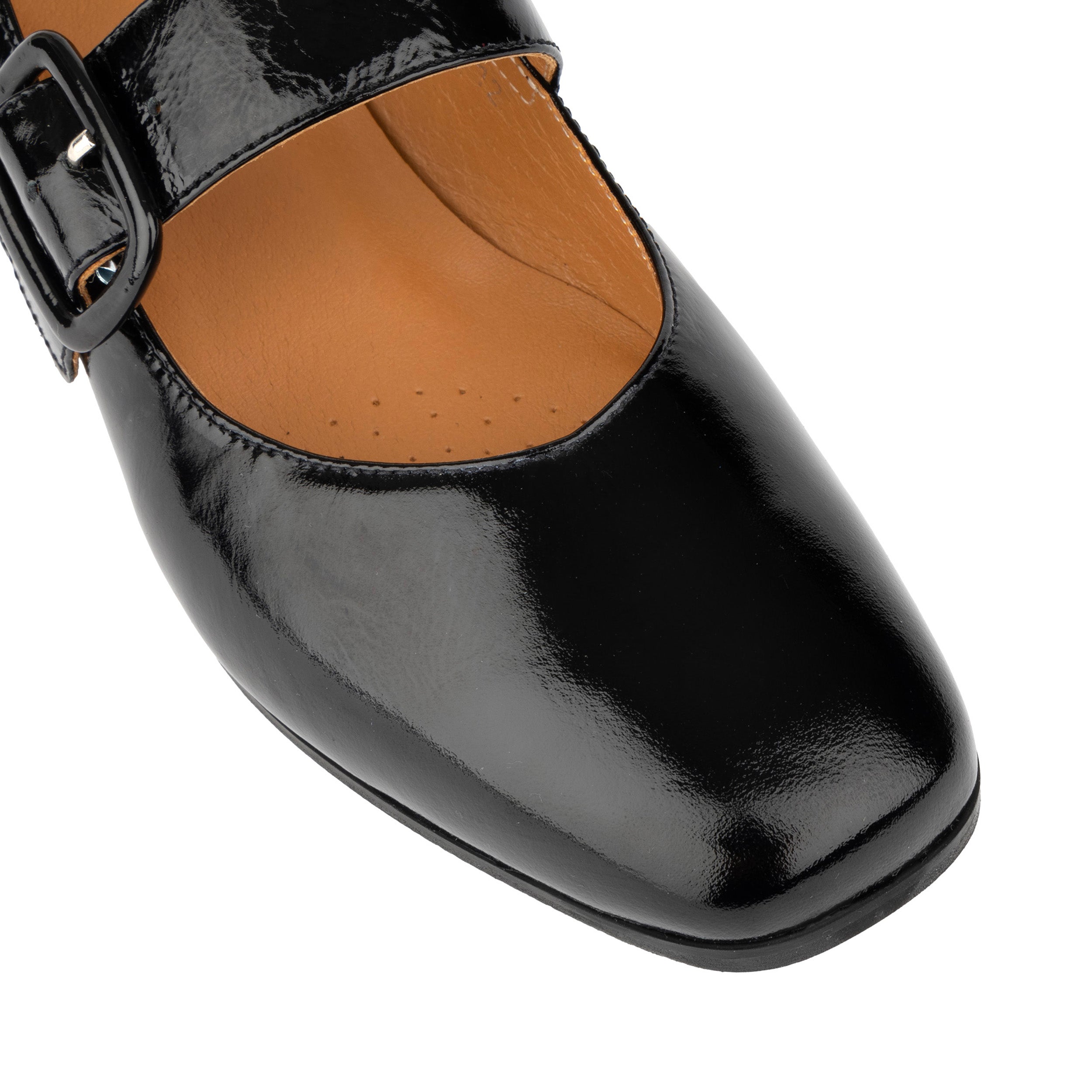Bliss - Black - Women's block heel square toe patent leather Mary-Jane