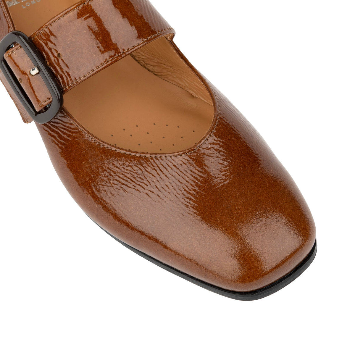 Bliss - Tan - Women's block heel square toe patent leather Mary-Jane