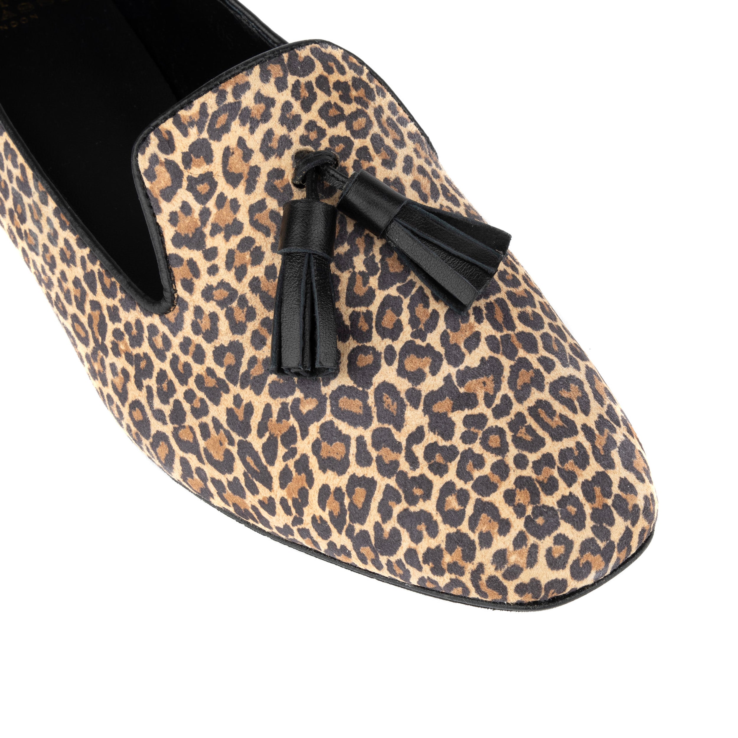 Aura - Leopard - Women's suede leather square toe tassel loafer