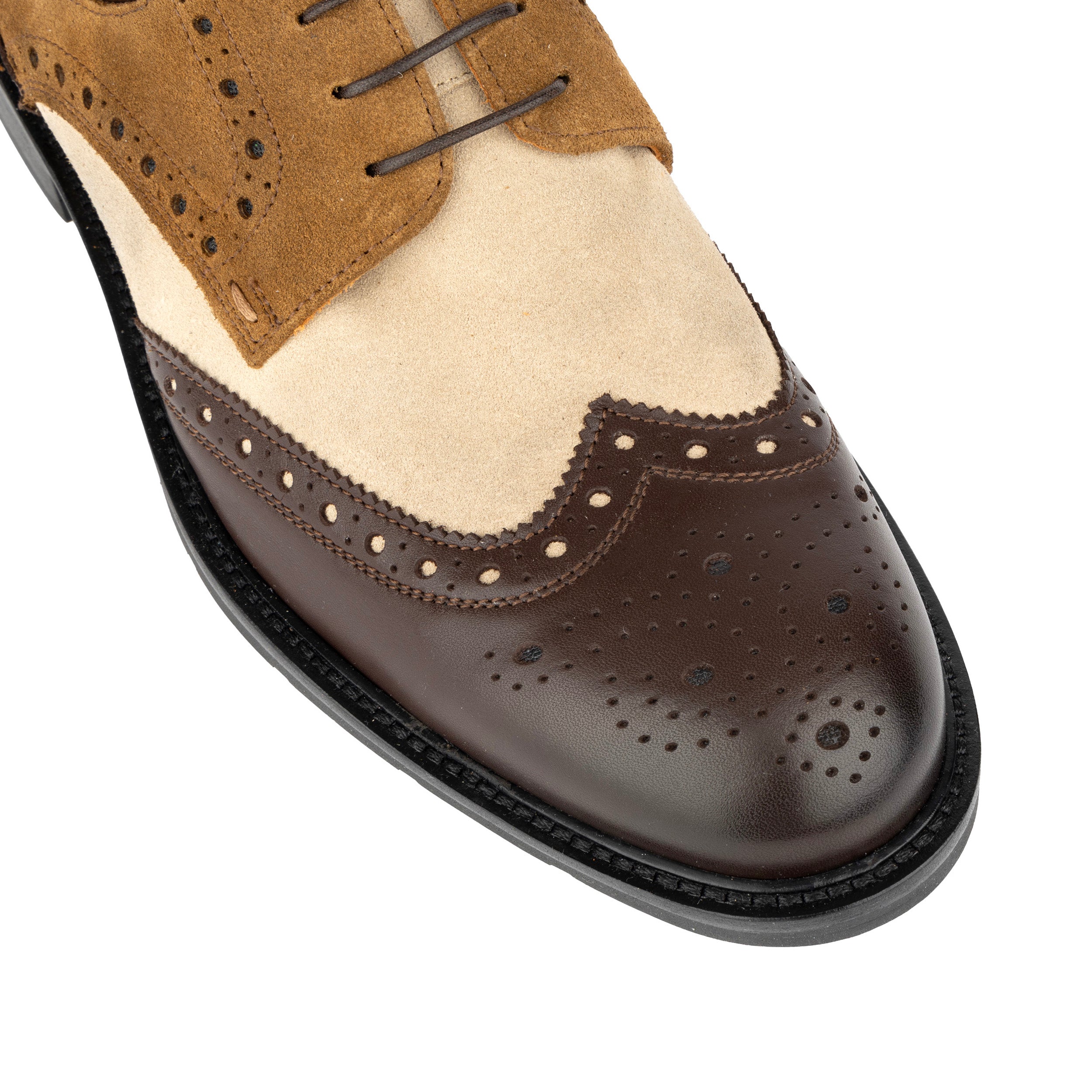 Toledo - Brown, Cream & Tan - Men's Leather & Suede Oxford Shoe