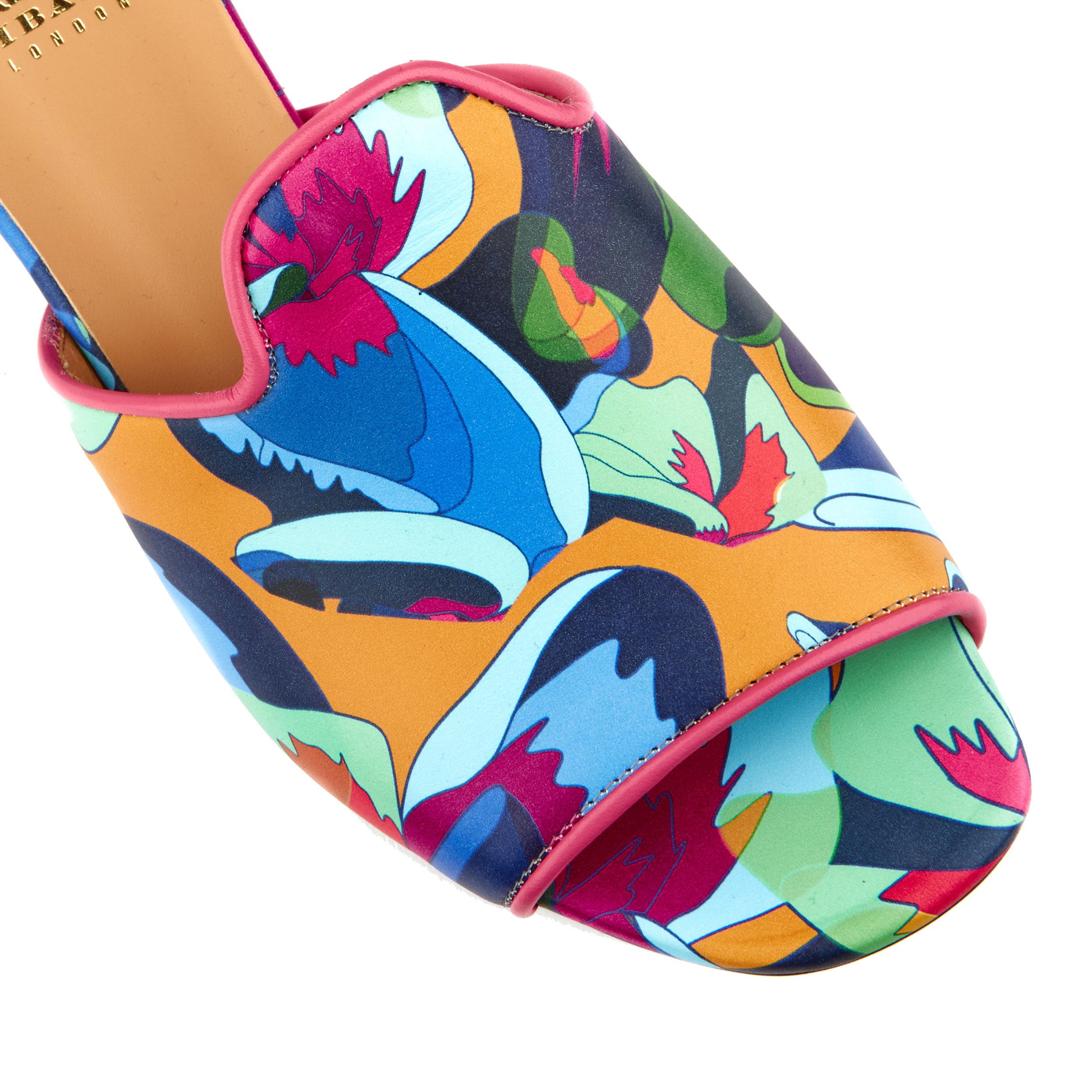 South Beach - Pink Jungle - Women's fully leather lined sliders in vibrant colours