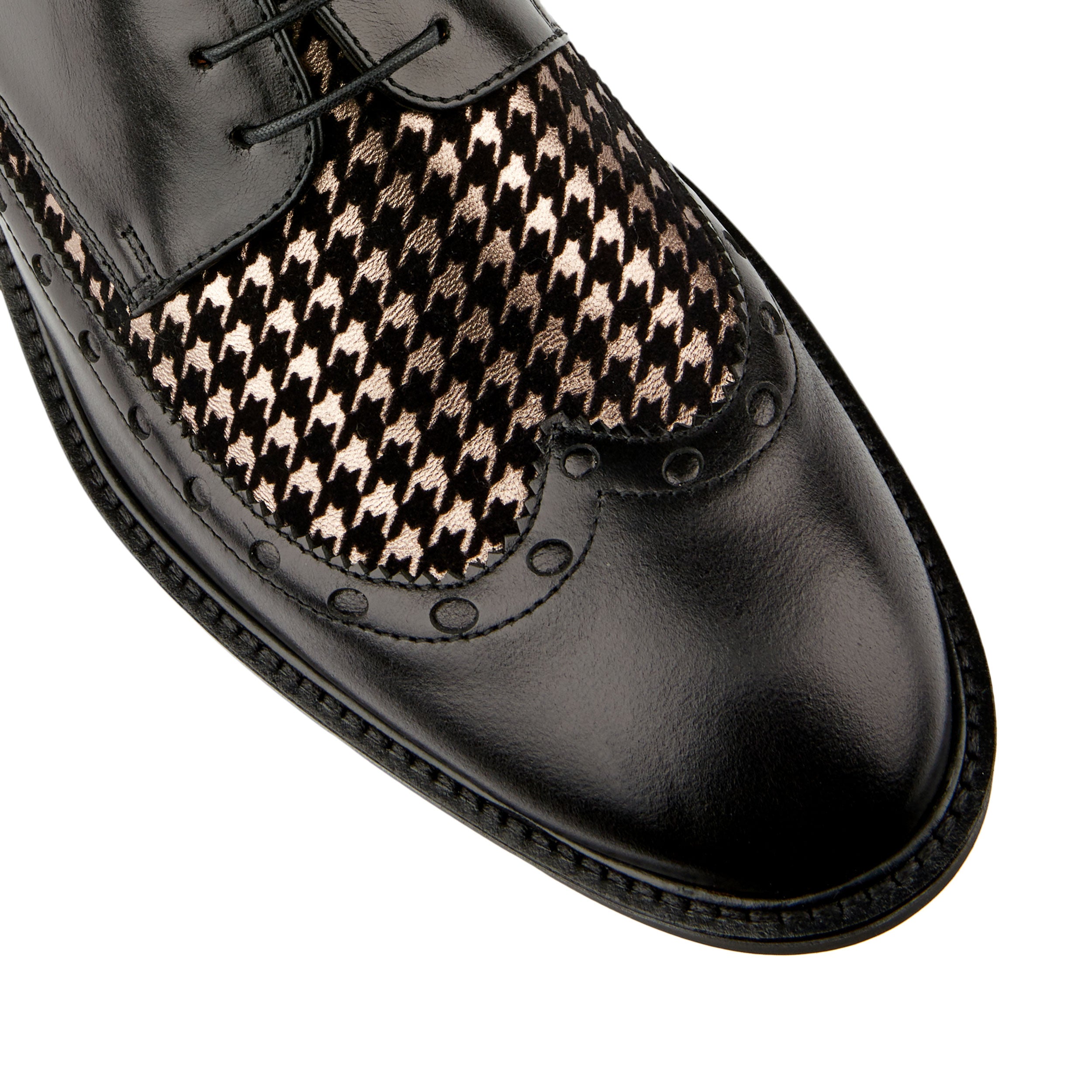 Savage - Black Multi - Men's black and houndstooth leather dressy derby shoe