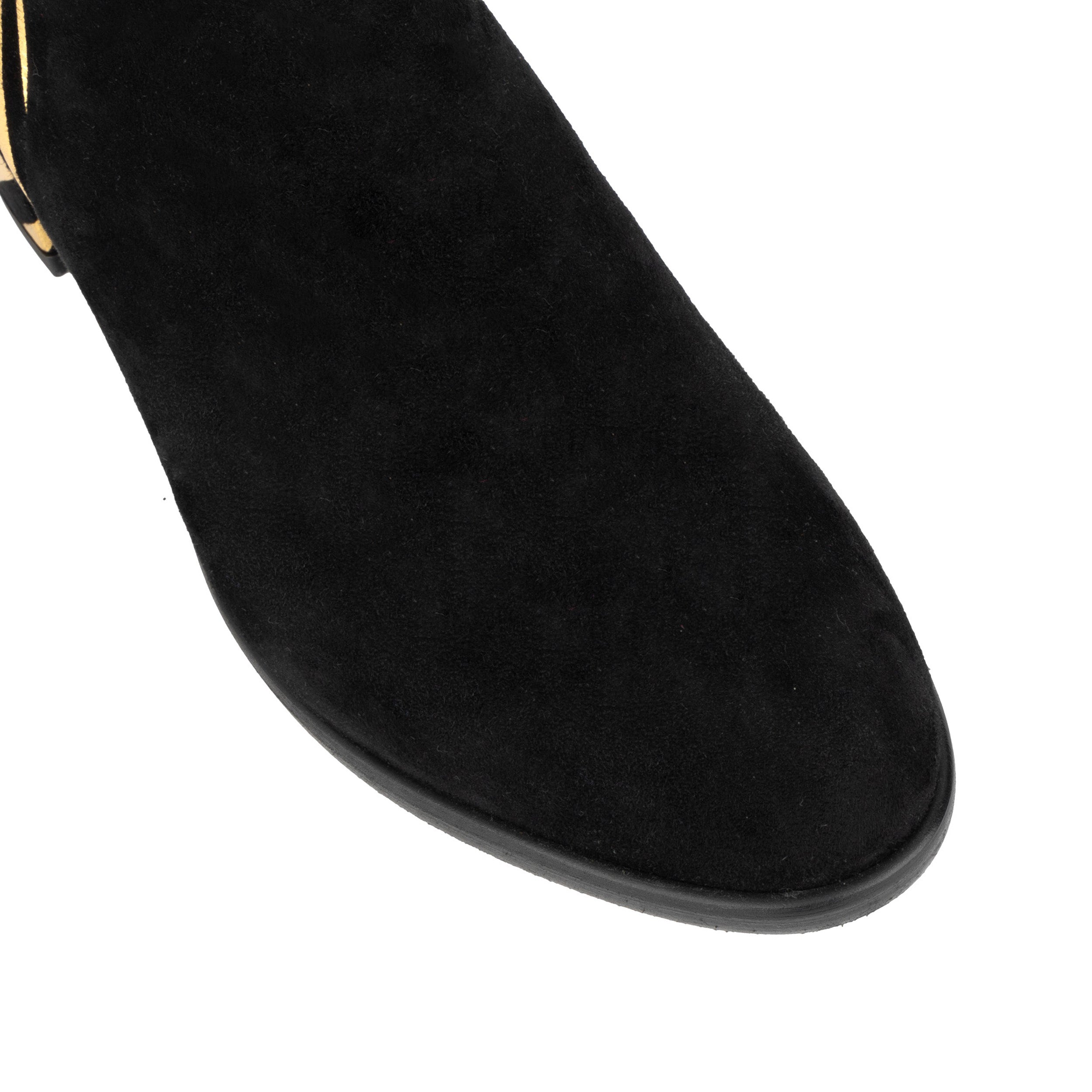 Impala - Black & Gold - Women's Suede Ankle Boot with Block Heel & Gold Foil Zebra Stripes