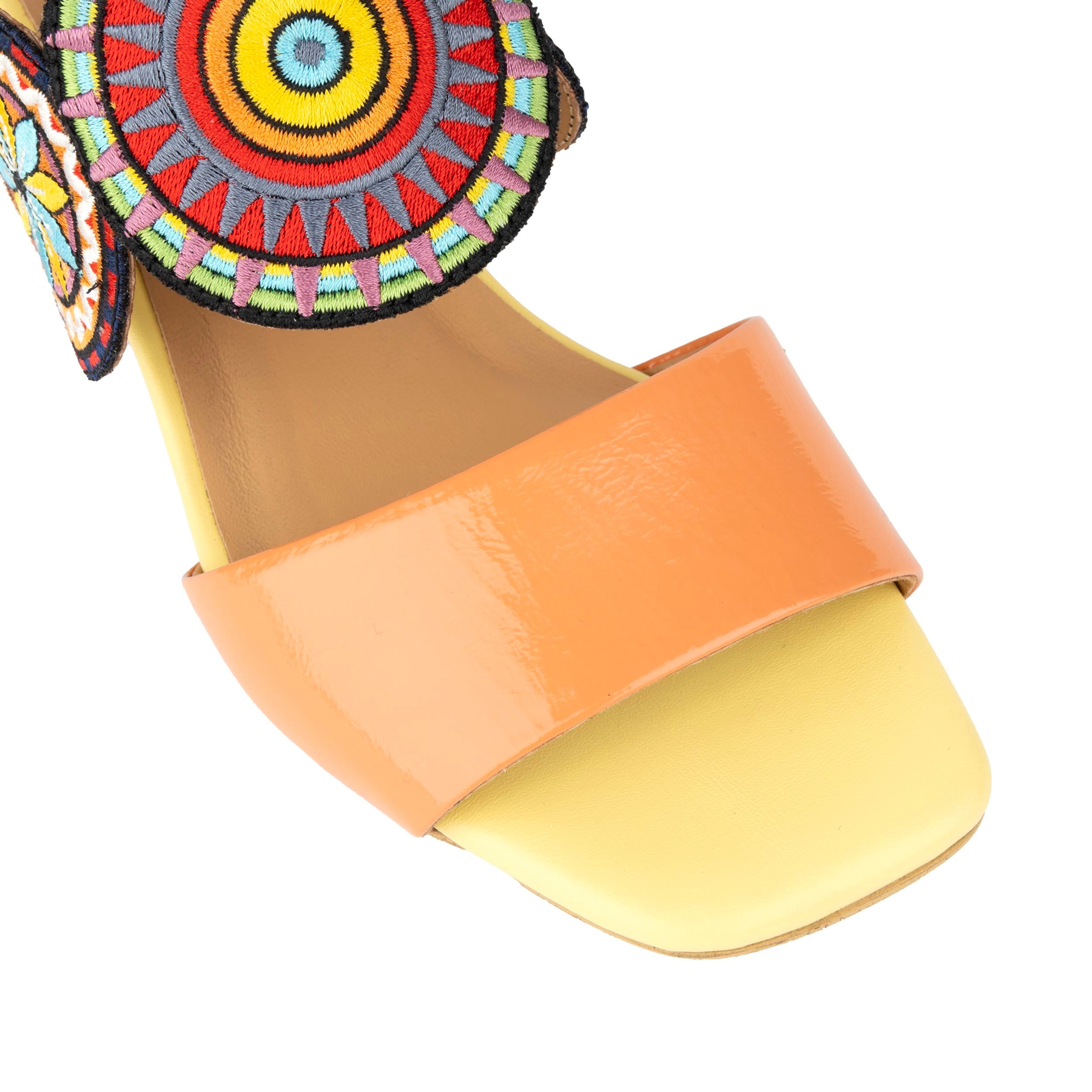 Vibe - Coral Multi - Women's leather heel sandal with open-toe & ankle strap