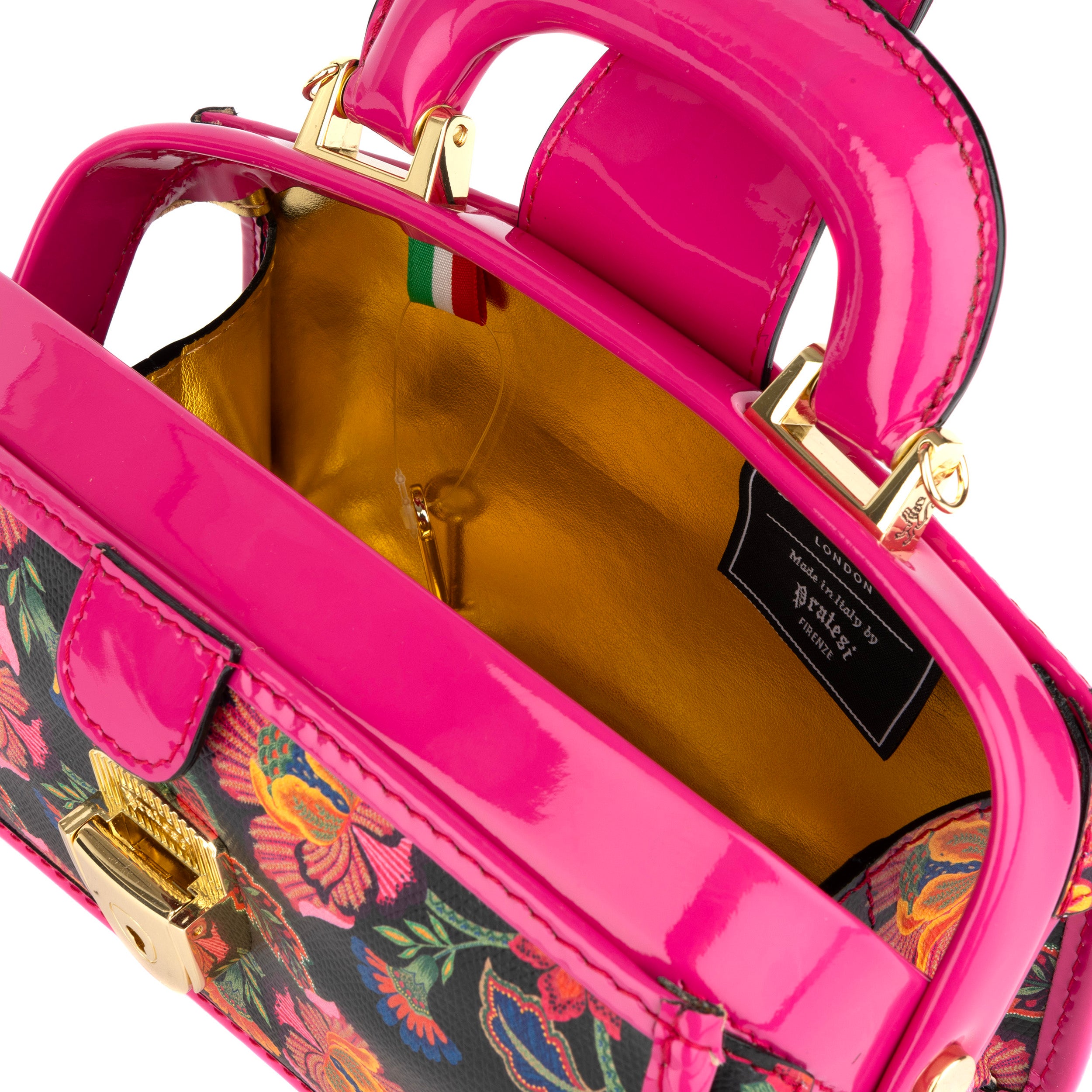 Gazelle Mini - Red Flowers - Women’s mini patent leather top handle & crossbody bag