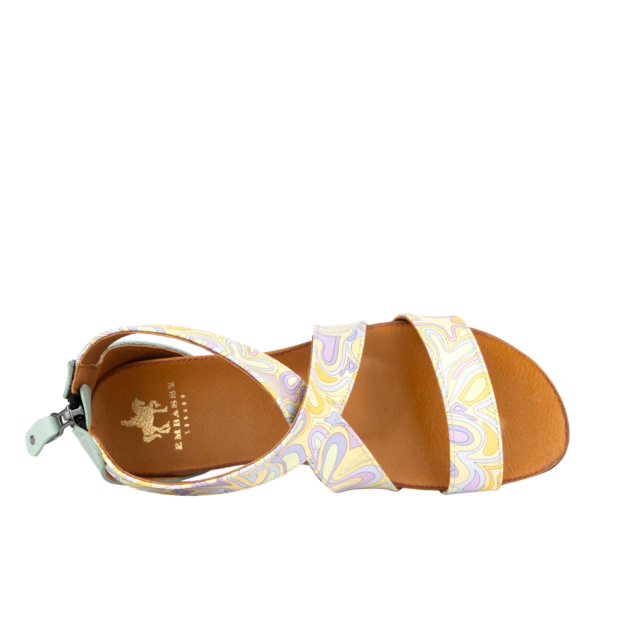 Isabella - Mint & Pastel Multi - Women's cross strap sandal with covered zip-up heel