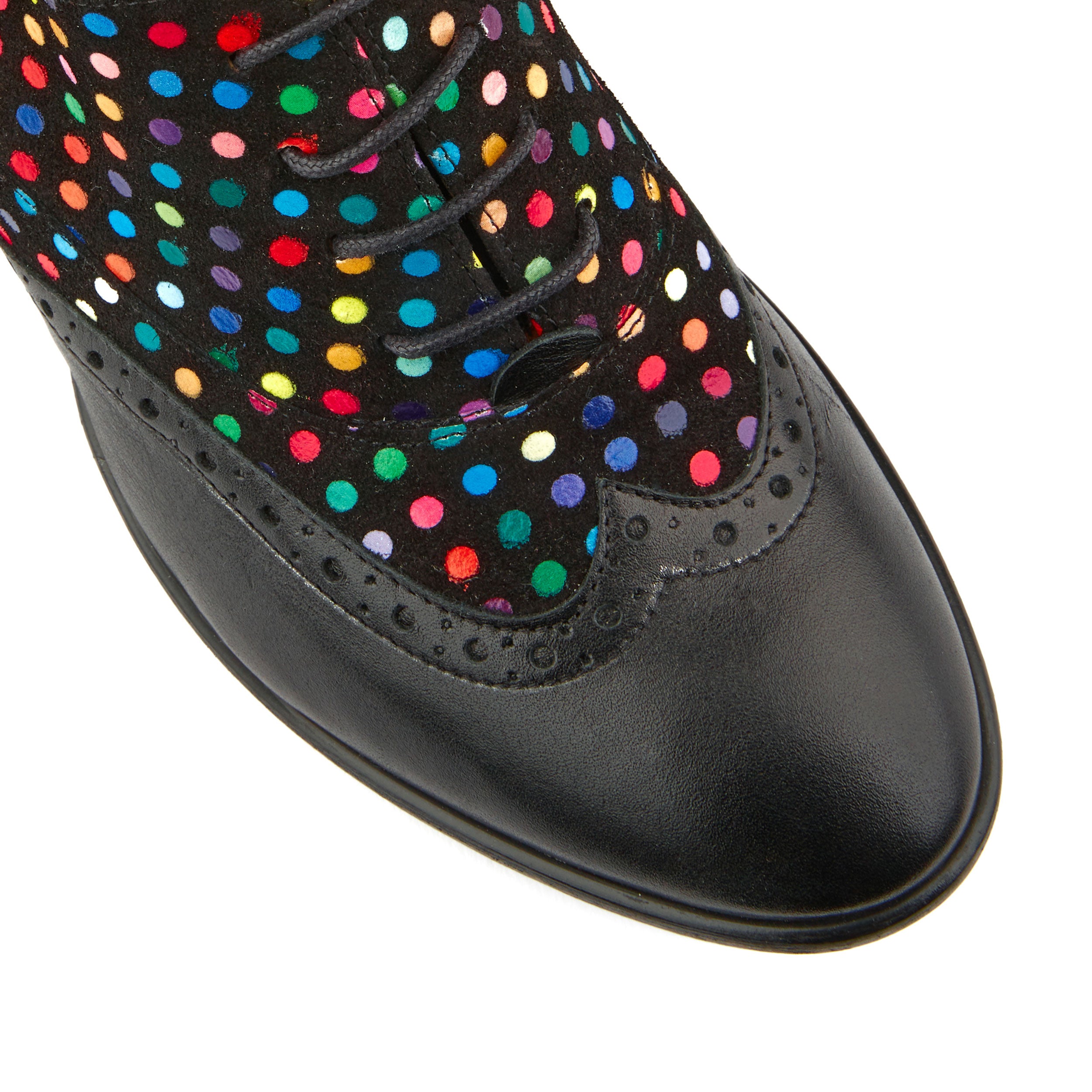 Casino - Black Disco Dots - Women's leather black and disco print oxford pump heel