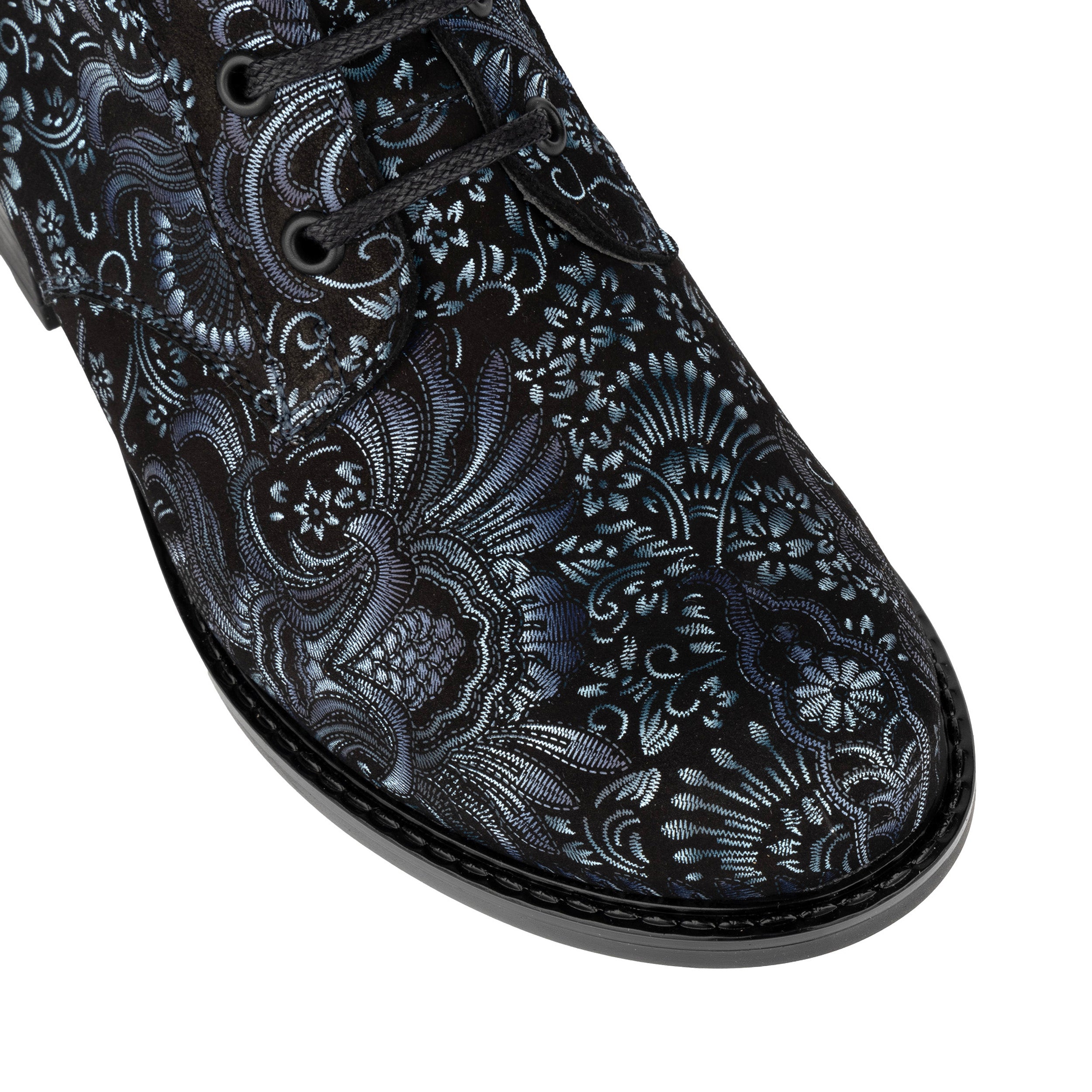 Laviva High - Wool Blue - Women's wide fitted leather higher ankle boot wool lined