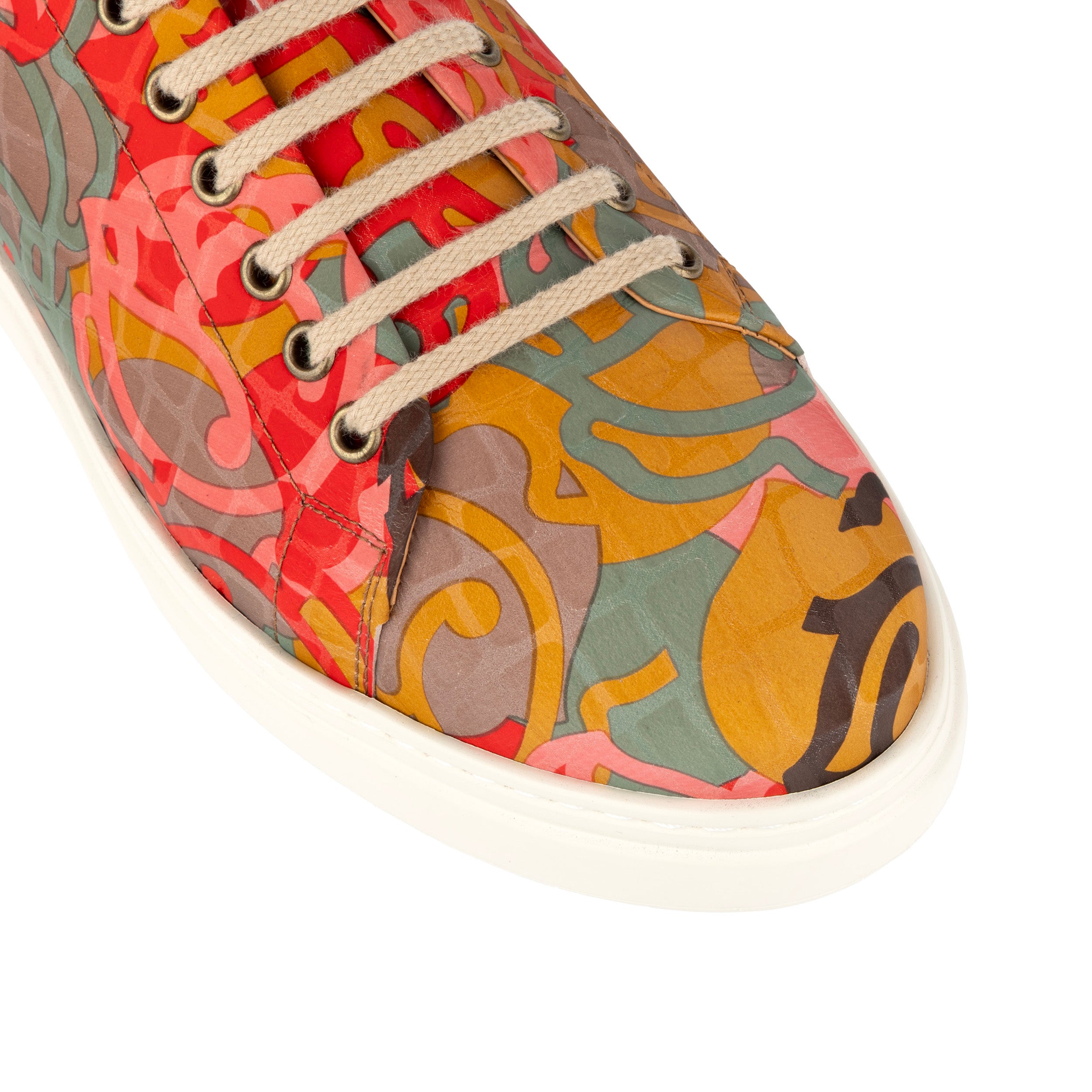 Sun City - Multi Print - Men's white sole trainer in eye catching soft leather