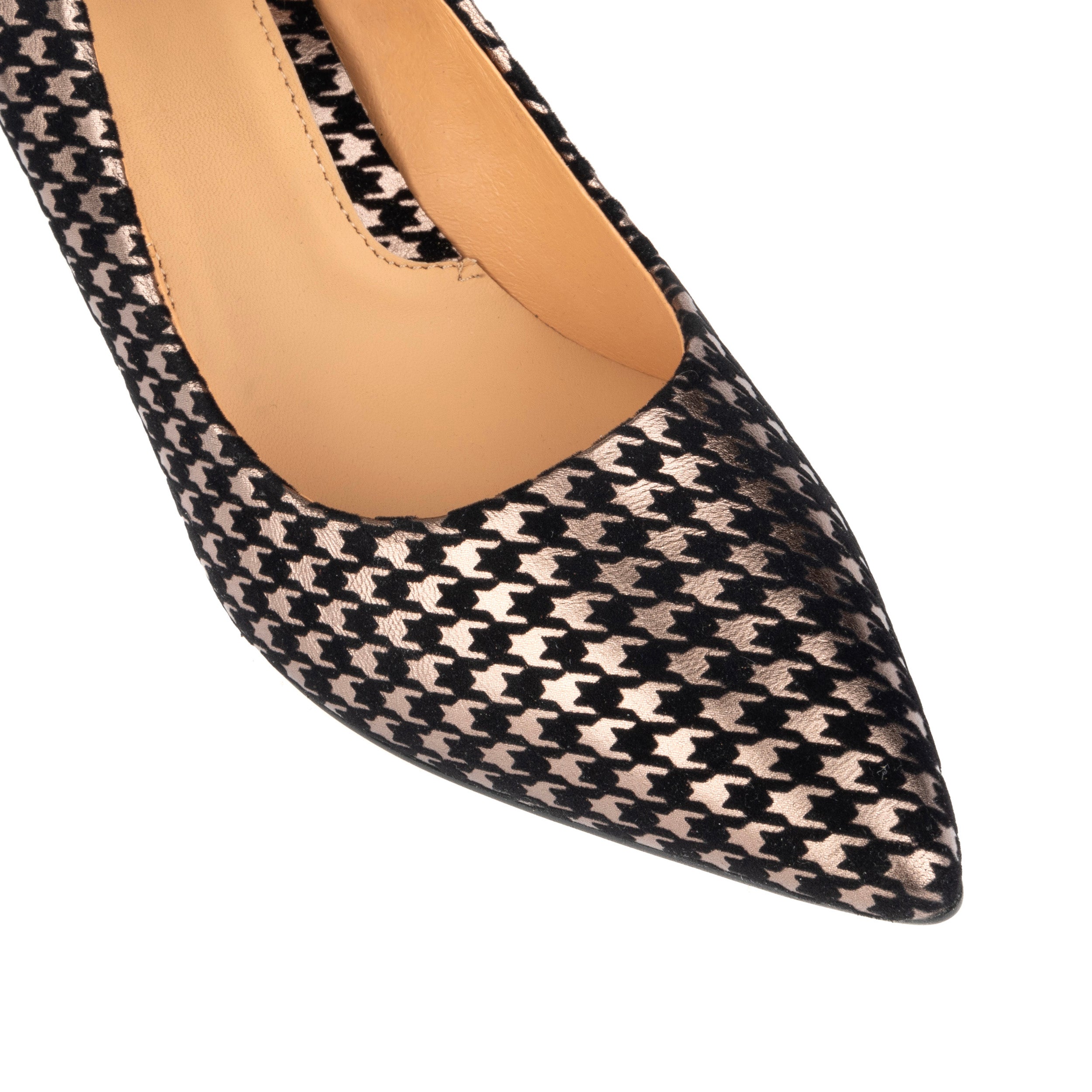 Sophia Hollywood - Silver - Women's pointed 3 inch heel in black & silver houndstooth