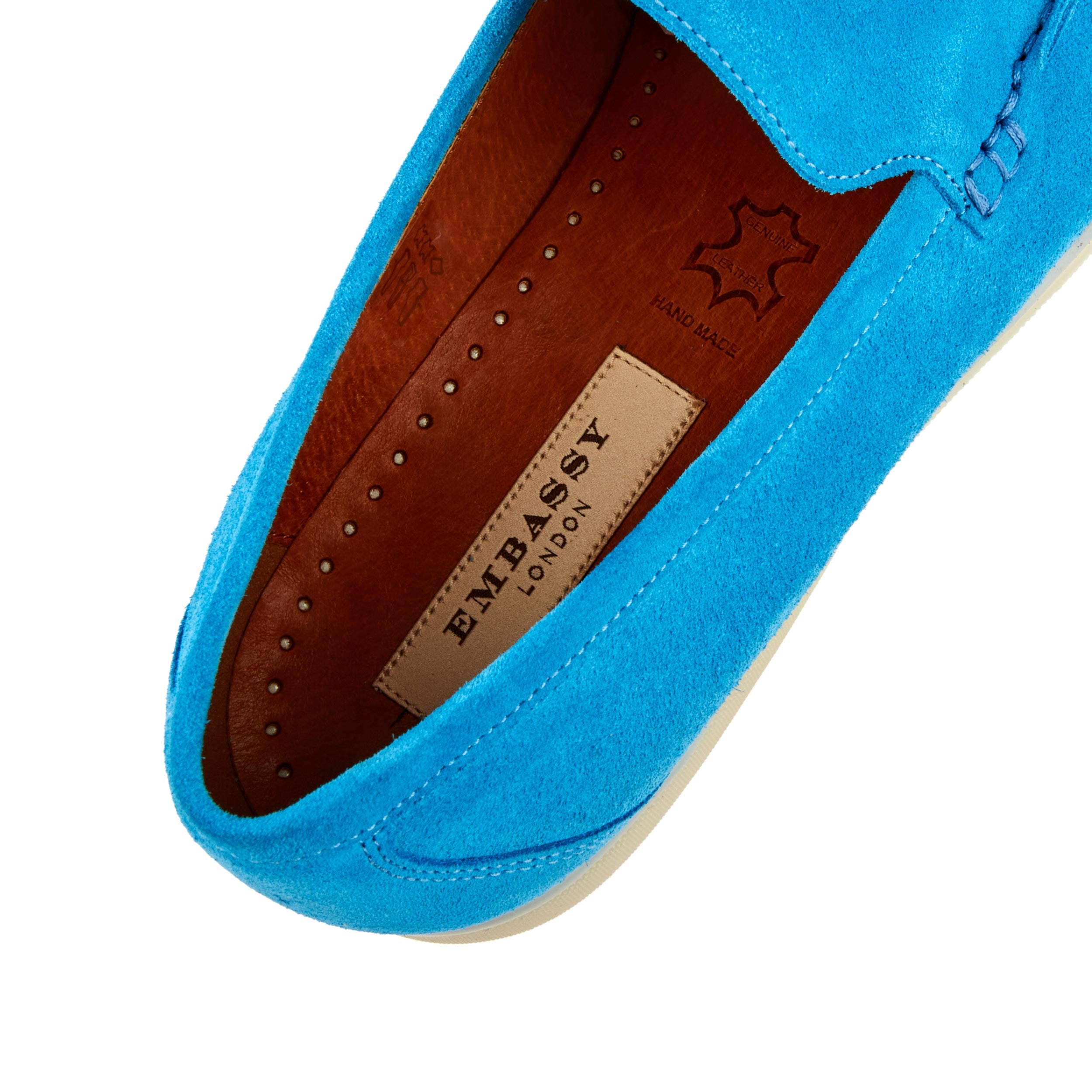 Cruise - Light Blue - Men's almond toe leather slip on in light blue suede