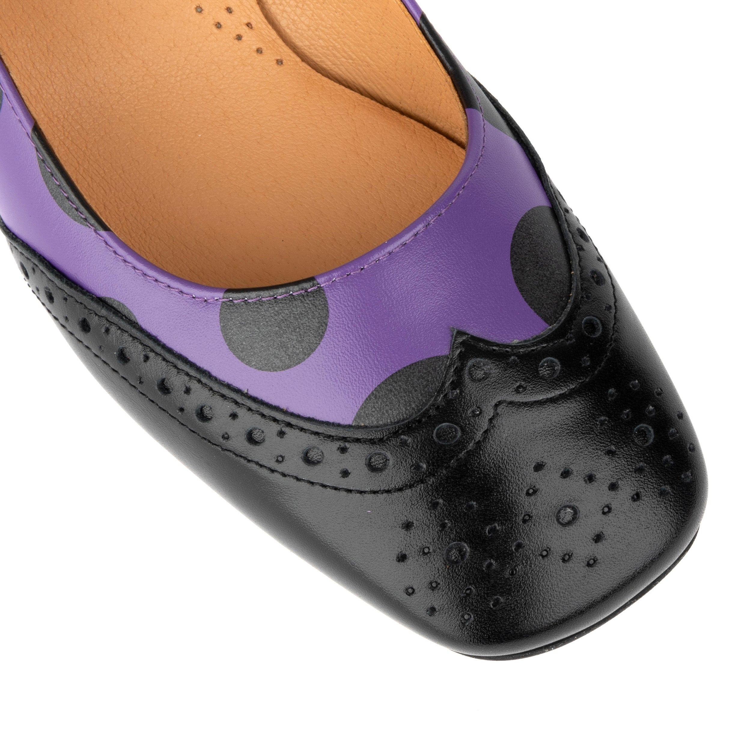 Mary Jane - Polka Womens - Women's block heel square toe heel in purple & black polka